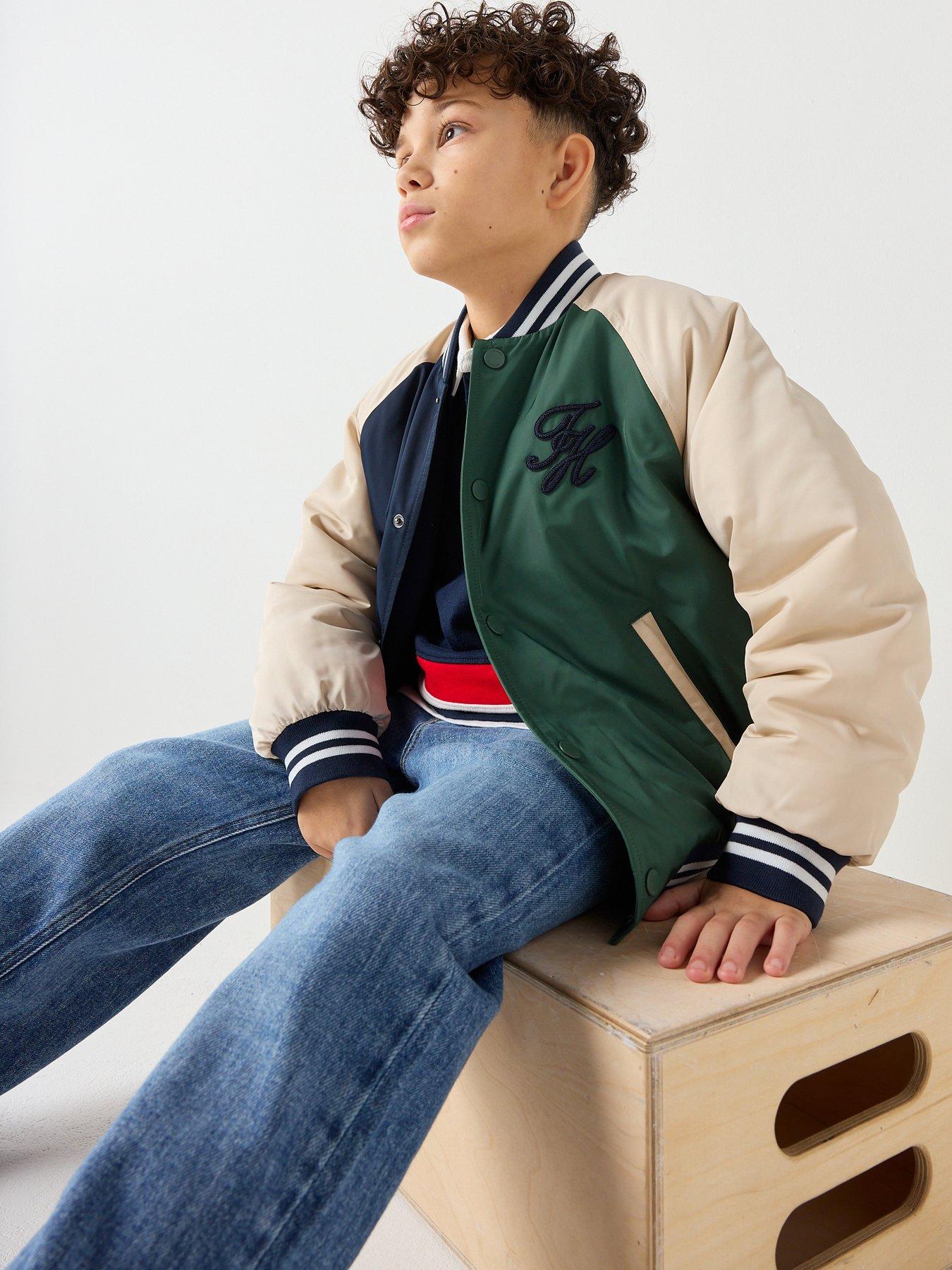 Image 1 of 6 of Tommy Hilfiger Boys Th Script Graphic Bomber Jacket - Multi
