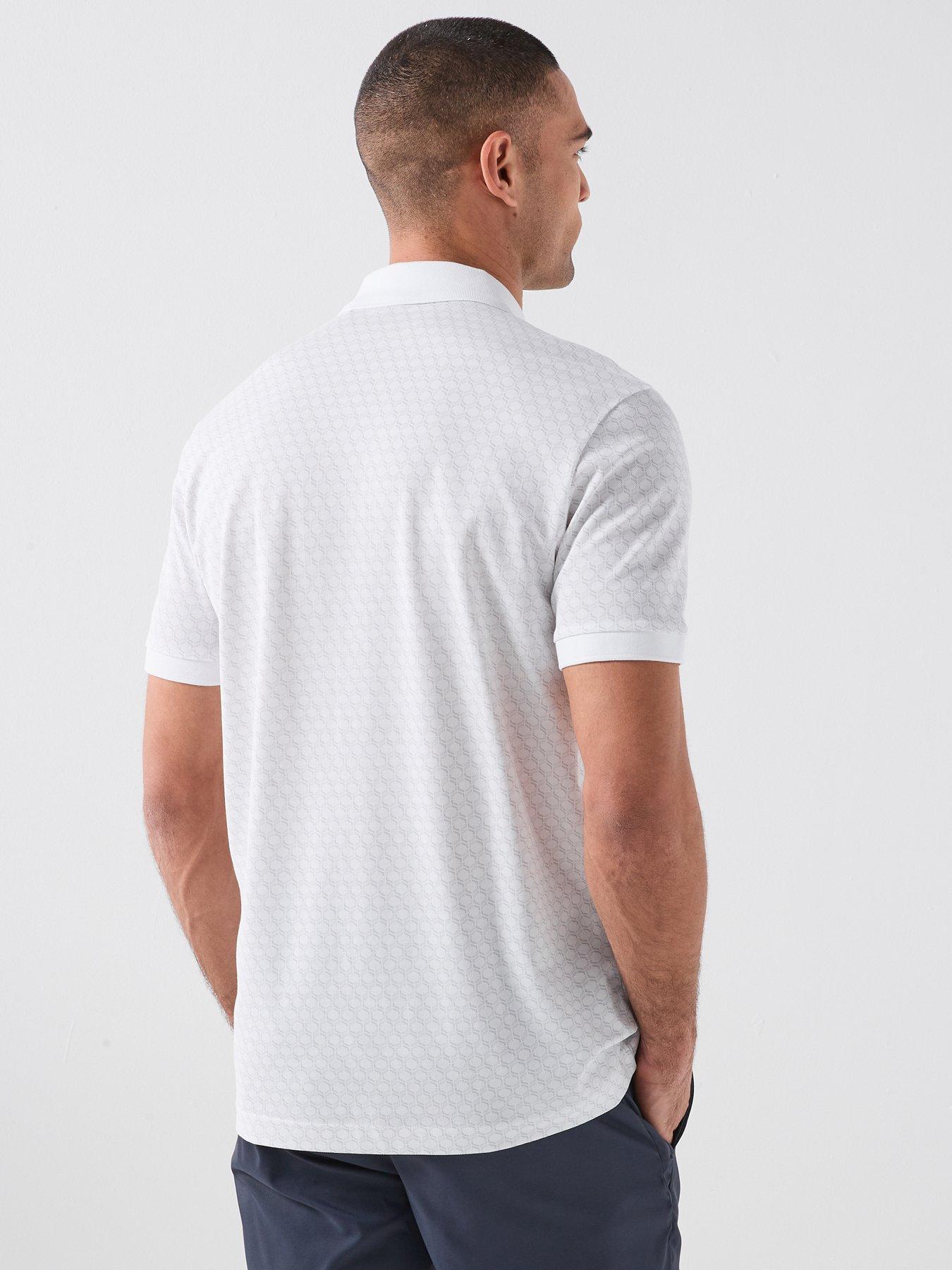 Image 2 of 4 of BOSS Mens Golf Chip Pattern Polo - White