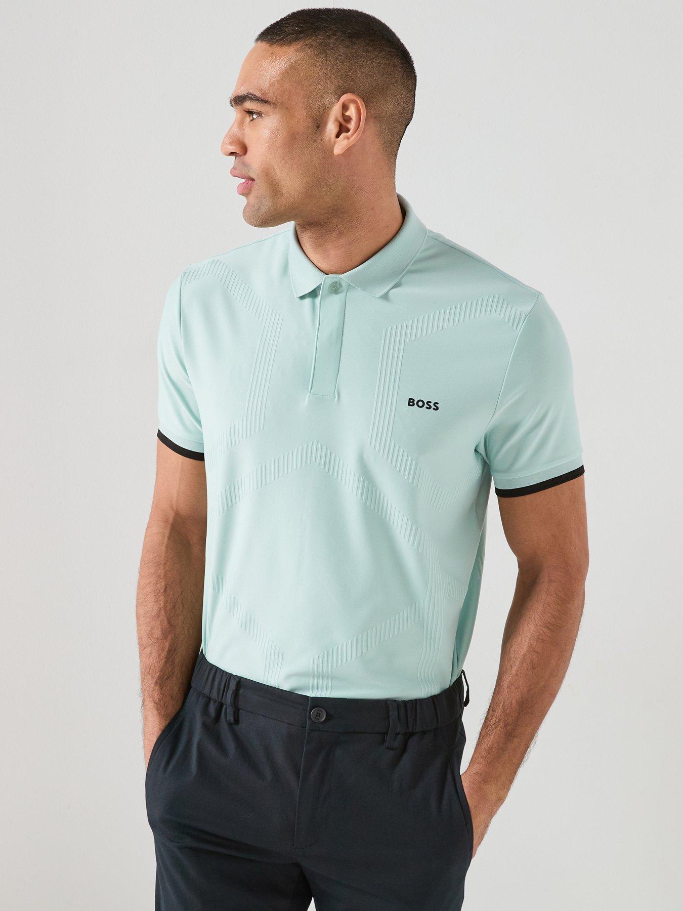 BOSS Mens Golf Chip Hexagonal Polo - Blue