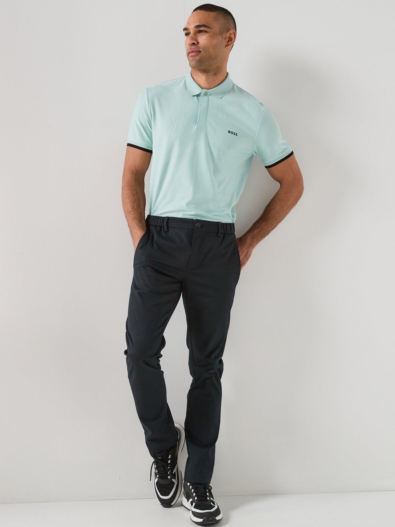  image of boss-mens-golf-chip-hexagonal-polo-blue