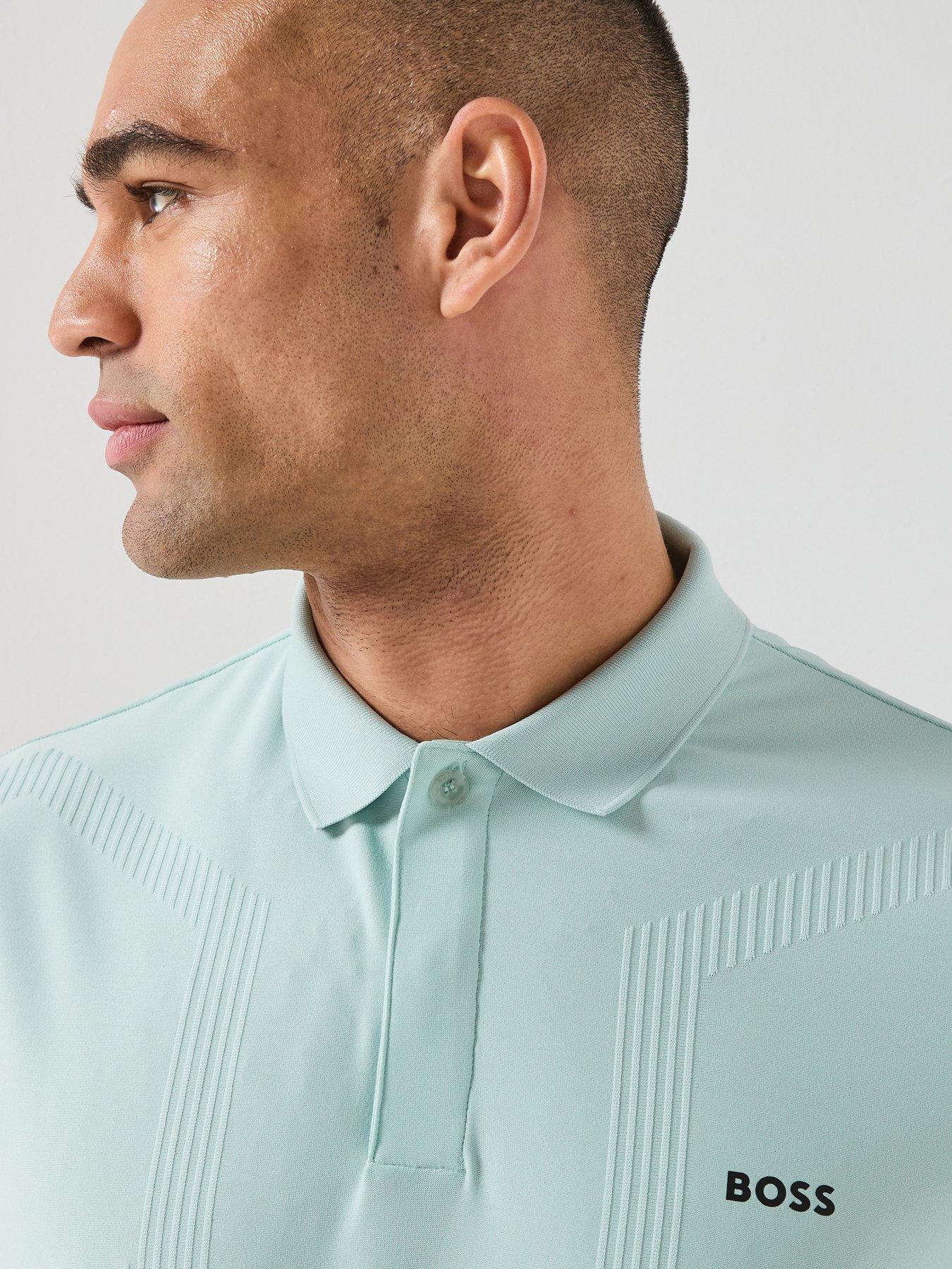  image of boss-mens-golf-chip-hexagonal-polo-blue