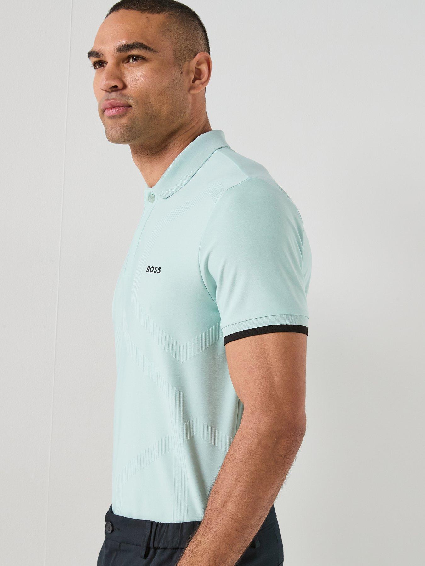  image of boss-mens-golf-chip-hexagonal-polo-blue
