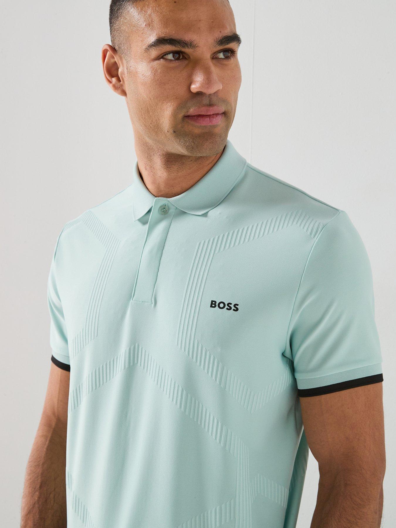  image of boss-mens-golf-chip-hexagonal-polo-blue