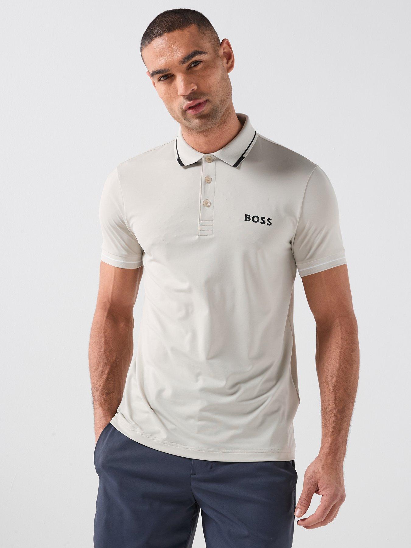 Image 3 of 5 of BOSS Mens Golf Paul Pro Polo - Beige