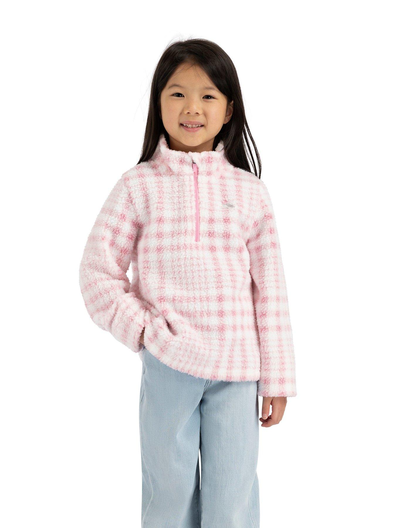 Trespass Girls Booker 1/4 Zip Fleece - Pink/white