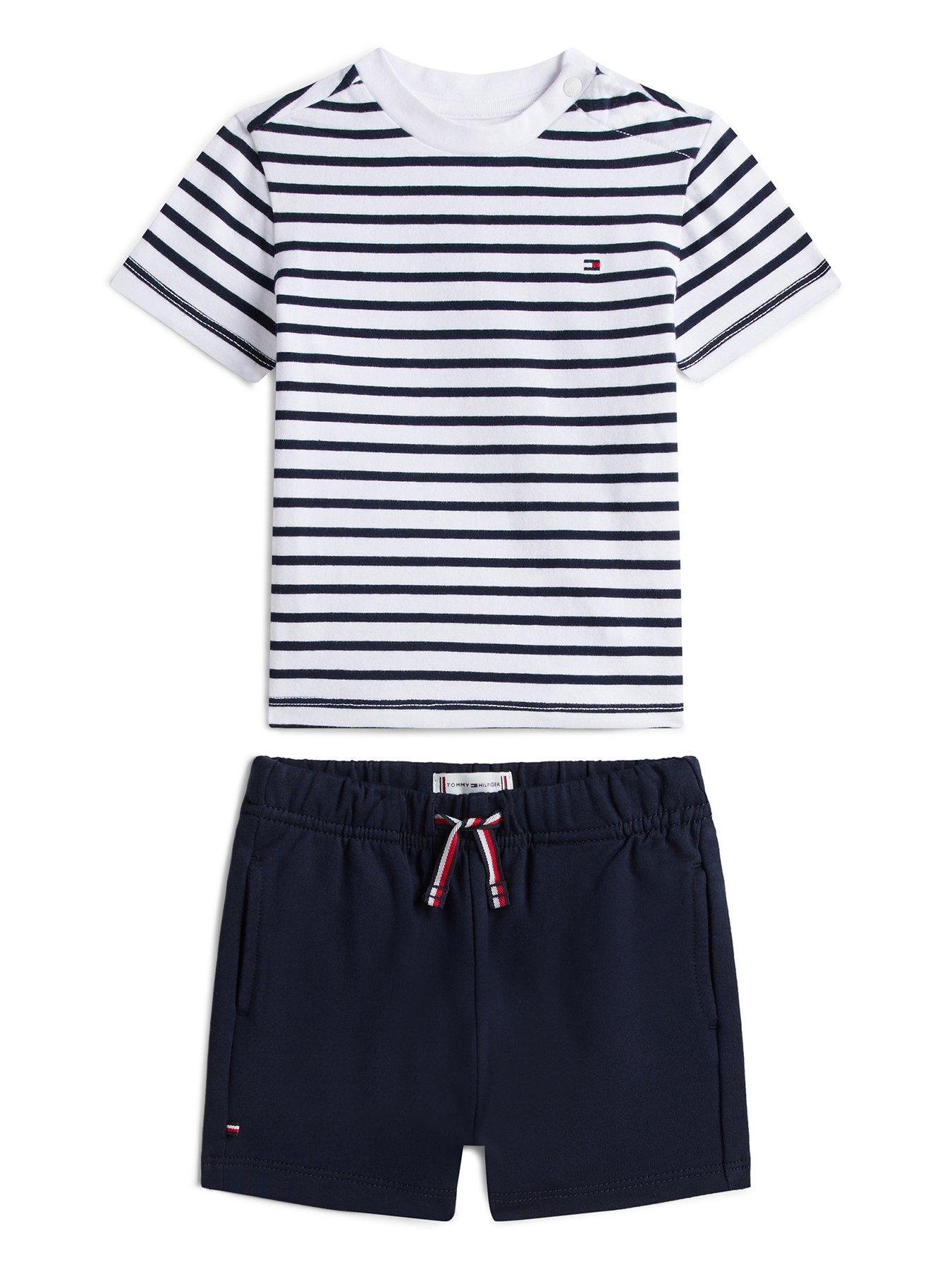 Tommy Hilfiger Baby Boys Essential Stripe Short Sleeve T-Shirt and Shorts Set - Navy