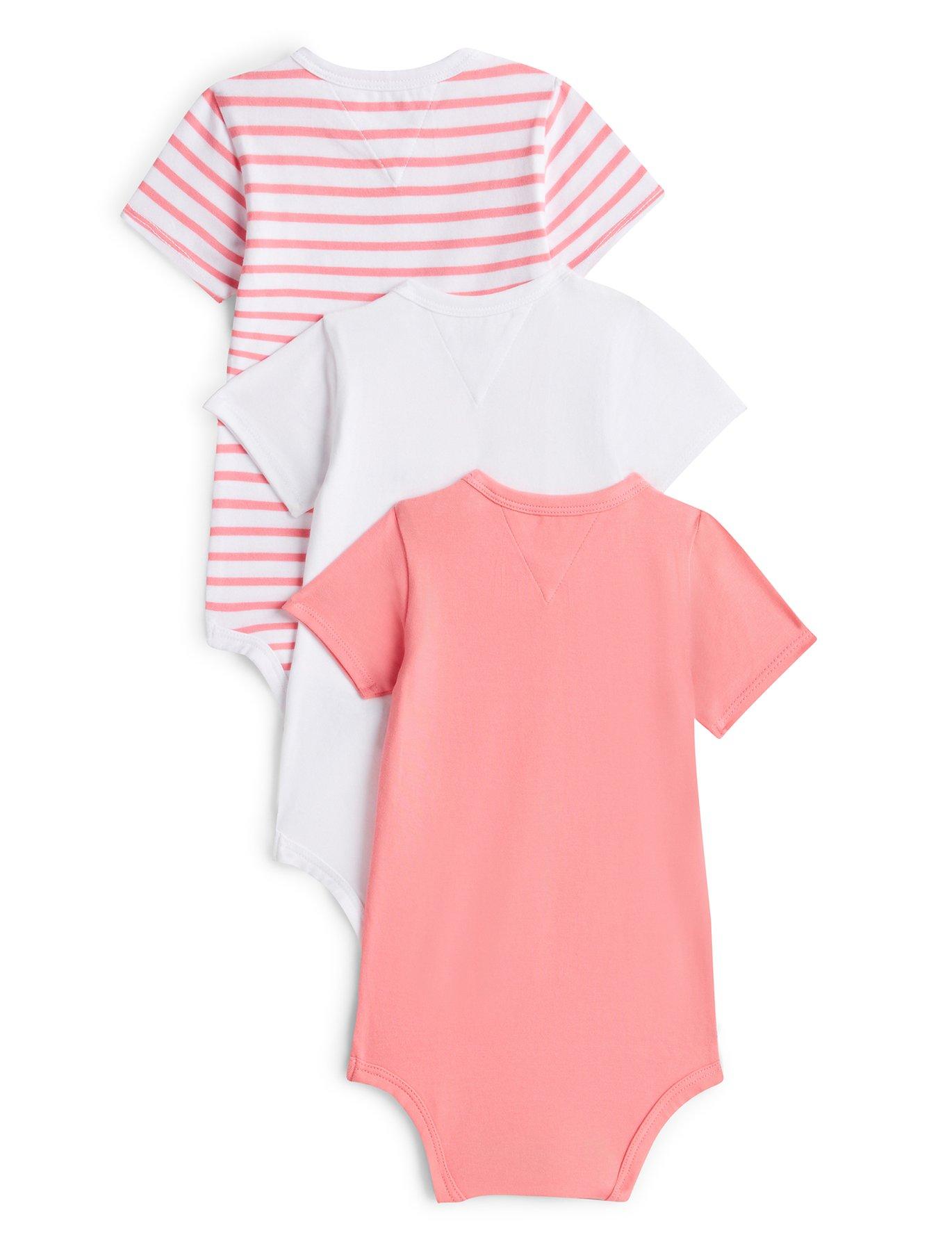Image 3 of 3 of Tommy Hilfiger Baby Girls Flag Smile 3 Pack Body Giftbox - Blush-Pink/White/Stripe-Print
