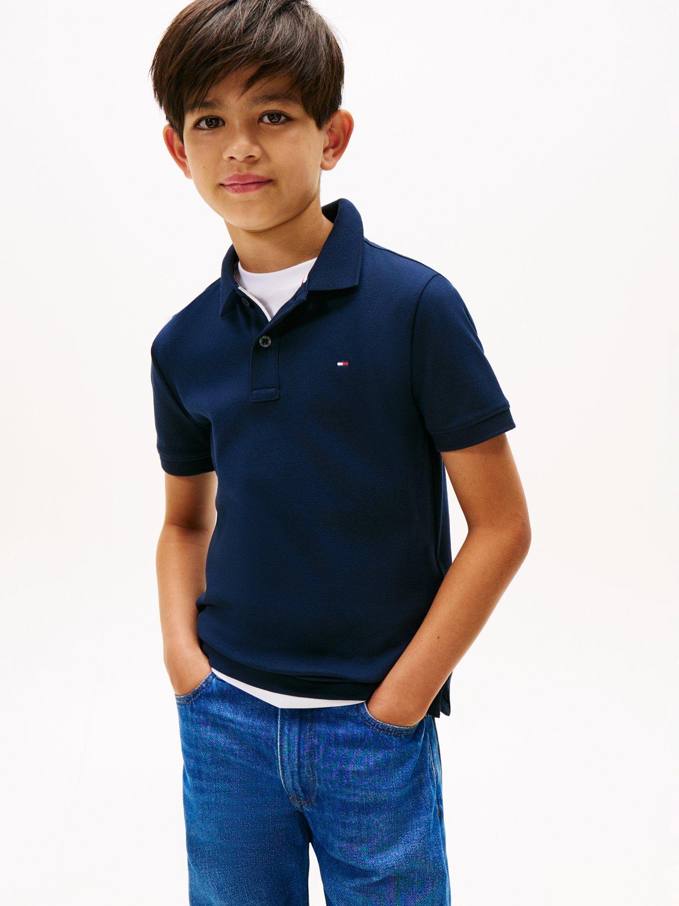 Tommy Hilfiger Boys Interlock Short Sleeve Polo Shirt - Navy