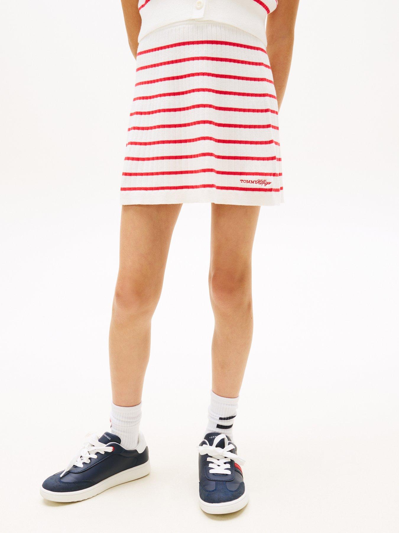 Tommy Hilfiger Girls Sweater Rib Skirt - Red/White