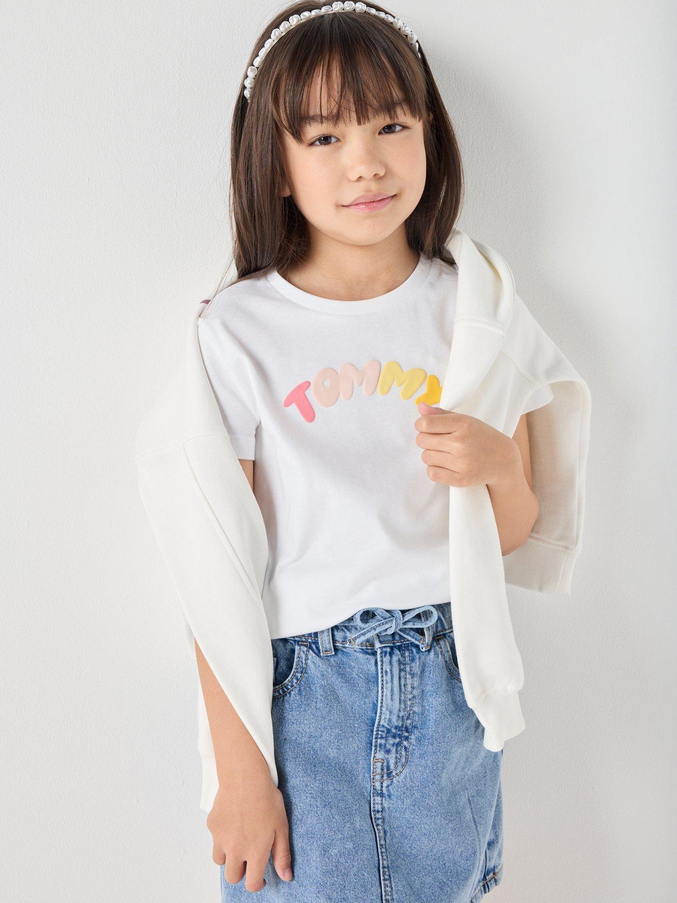 Tommy Hilfiger Girls Puff Print Short Sleeve T-Shirt - White