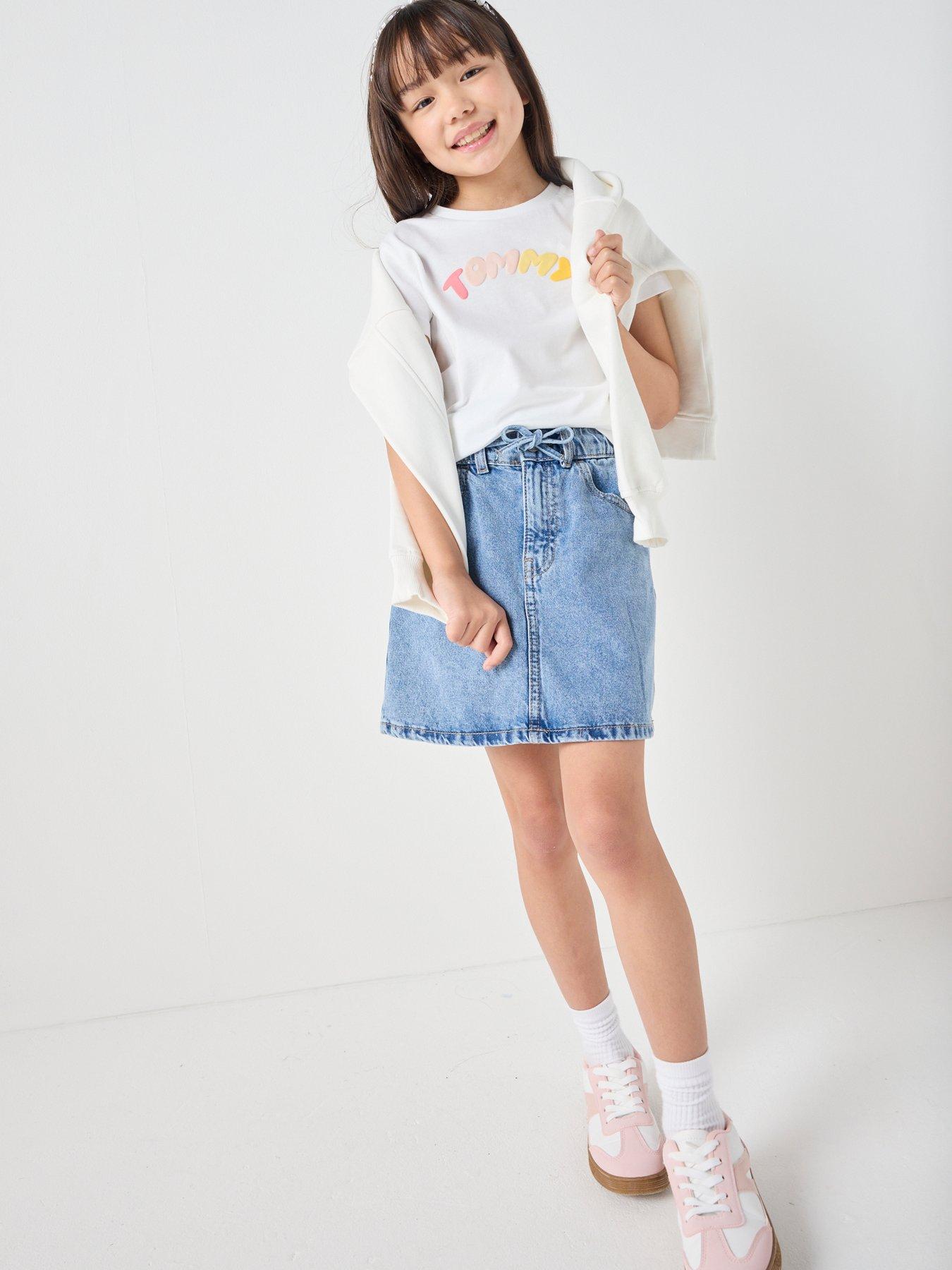 Image 6 of 6 of Tommy Hilfiger Girls Puff Print Short Sleeve T-Shirt - White