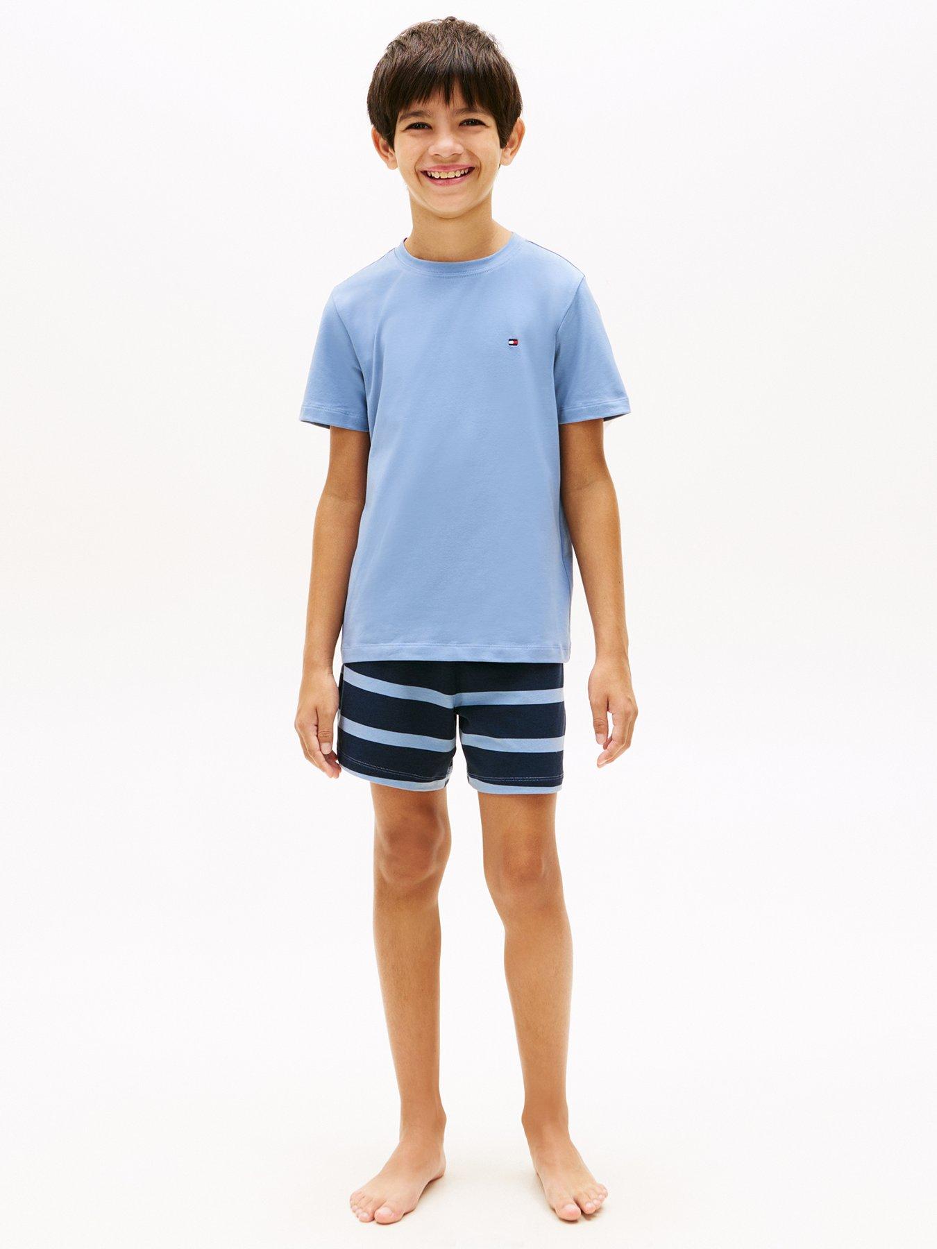Image 1 of 6 of Tommy Hilfiger Boys Short Sleeve T-Shirt And Short Pj Set - Blue