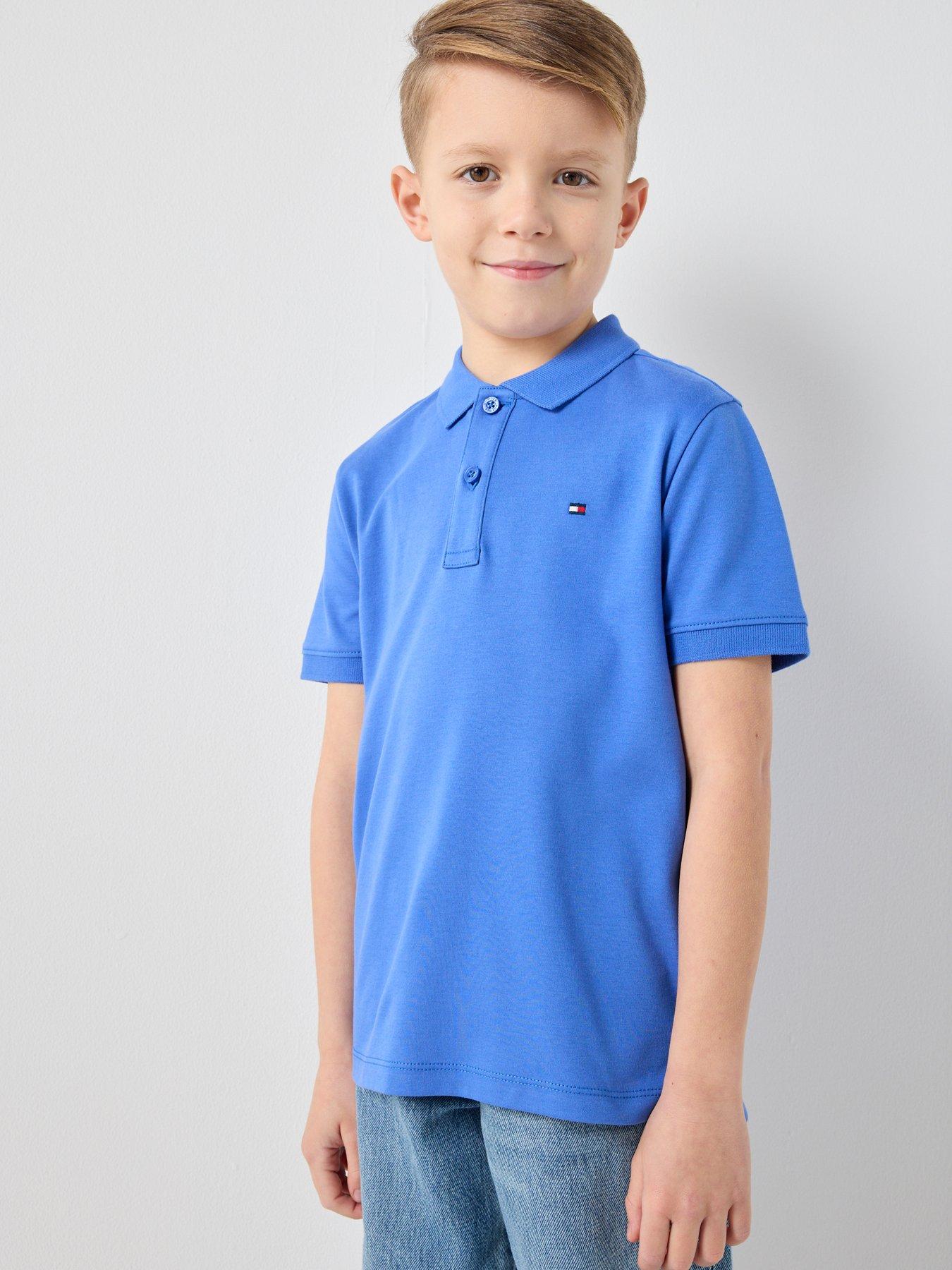 Tommy Hilfiger Boys Interlock Short Sleeve Polo Shirt - Blue