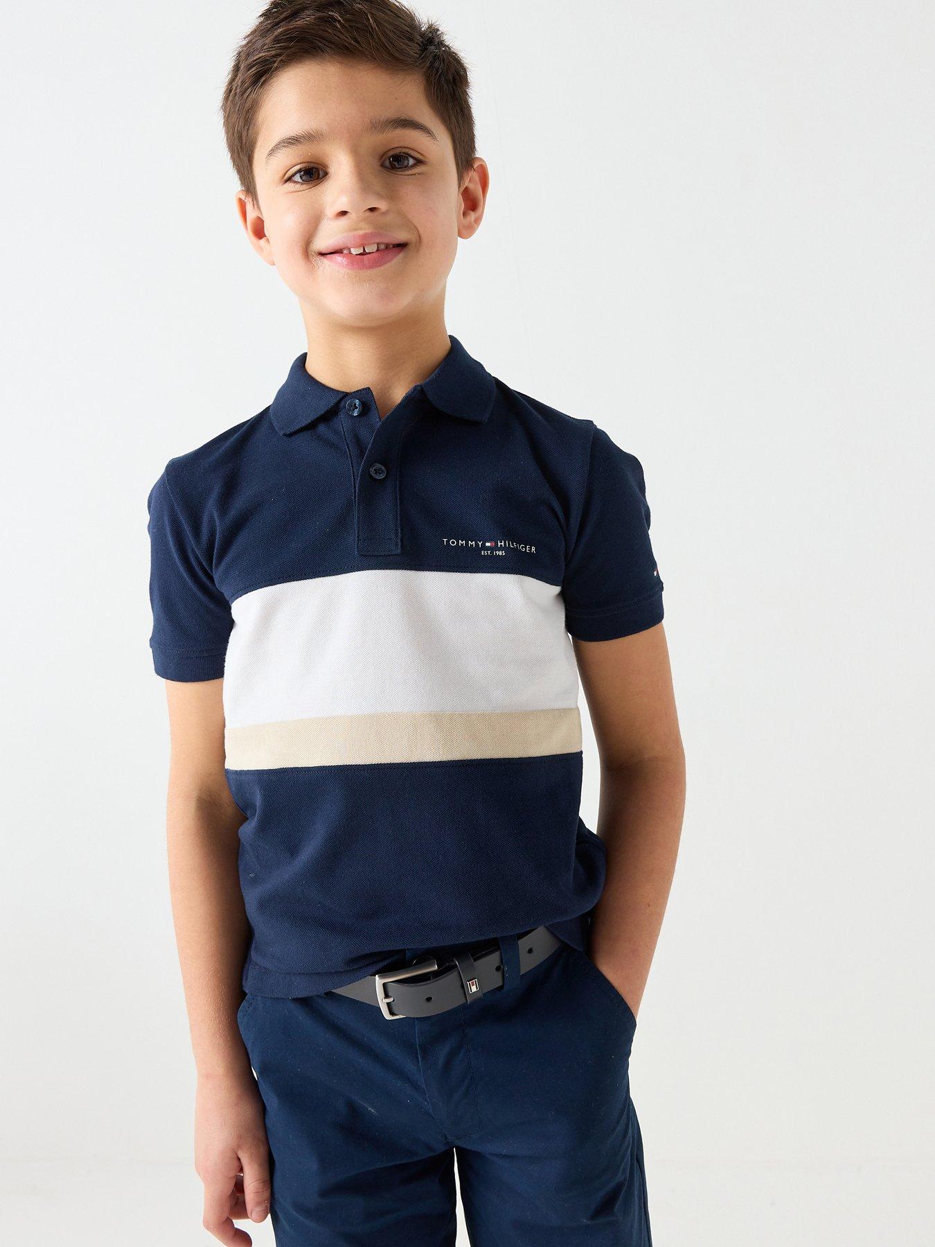 Tommy Hilfiger Boys Mini Colour Block Short Sleeve Polo Shirt - Navy