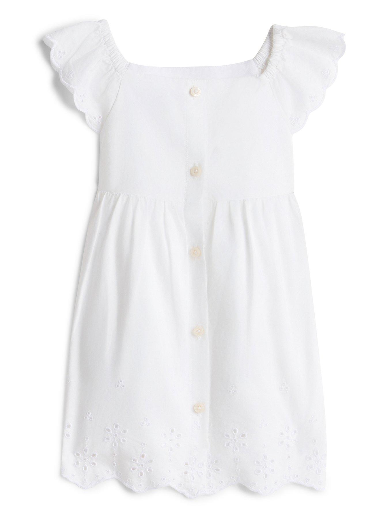 Image 1 of 2 of Tommy Hilfiger Baby Girls Broiderie Anglaise Short Sleeve Dress - White