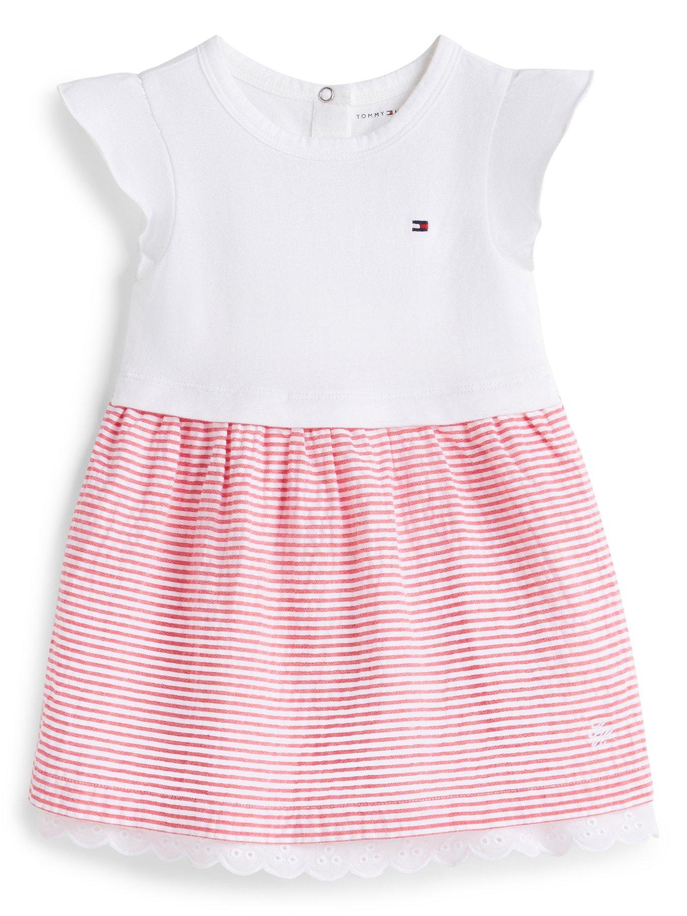 Tommy Hilfiger Baby Girls Seersucker Combi Short Sleeve Dress - Red