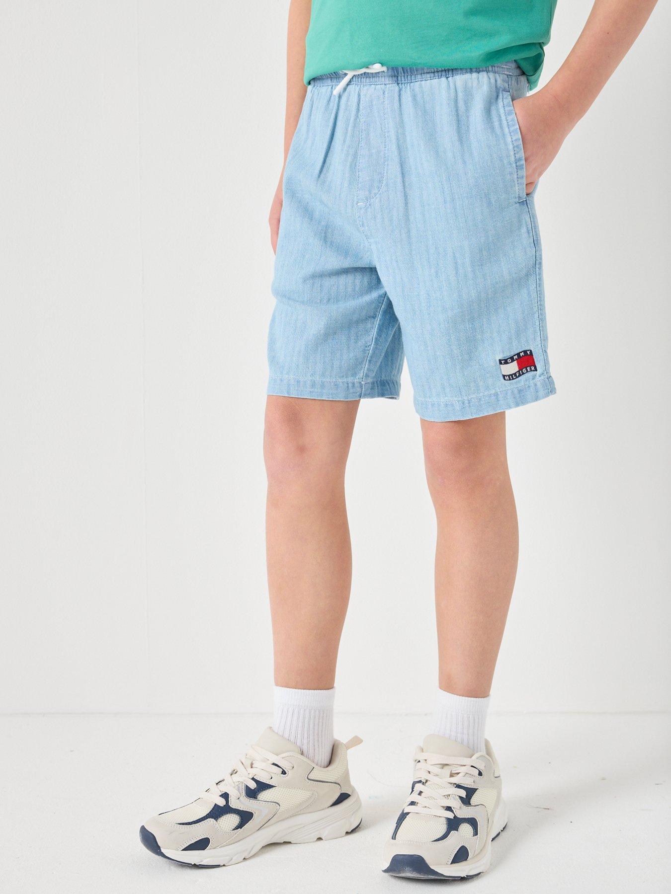  image of tommy-hilfiger-boys-wavy-flag-herringbone-short-blue