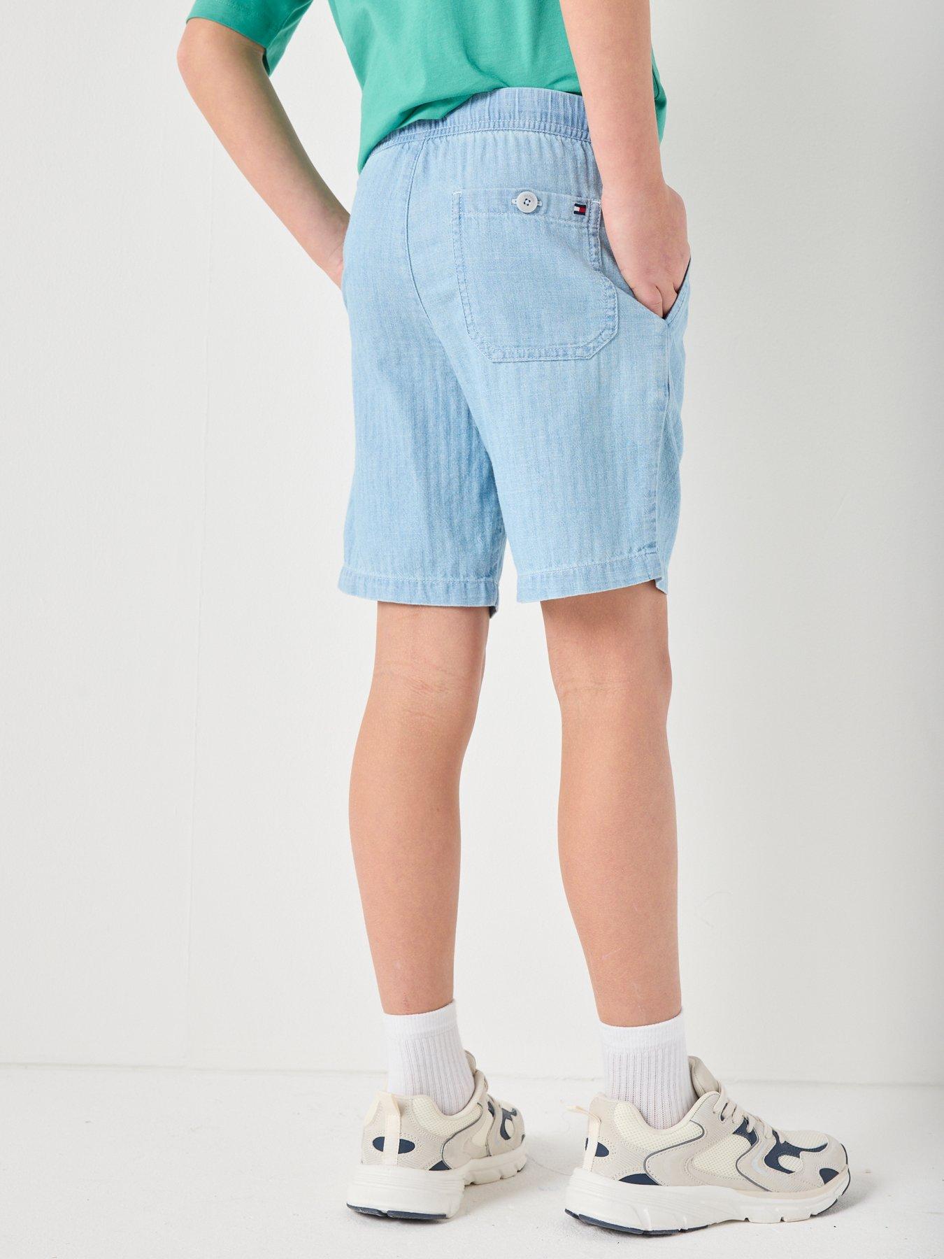  image of tommy-hilfiger-boys-wavy-flag-herringbone-short-blue