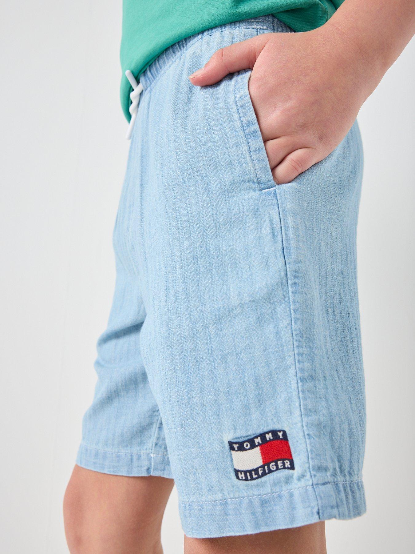  image of tommy-hilfiger-boys-wavy-flag-herringbone-short-blue