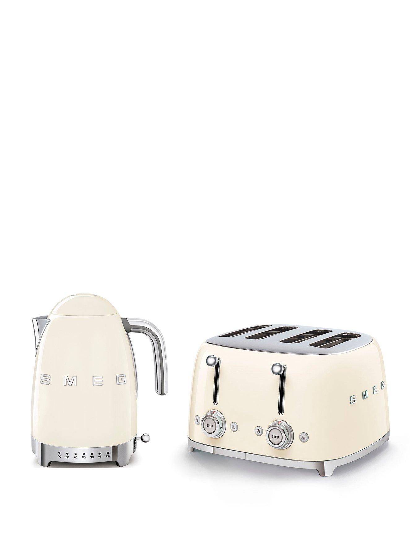 Smeg Variable Temperature Kettle and 4 Slice Toaster Bundle- Cream