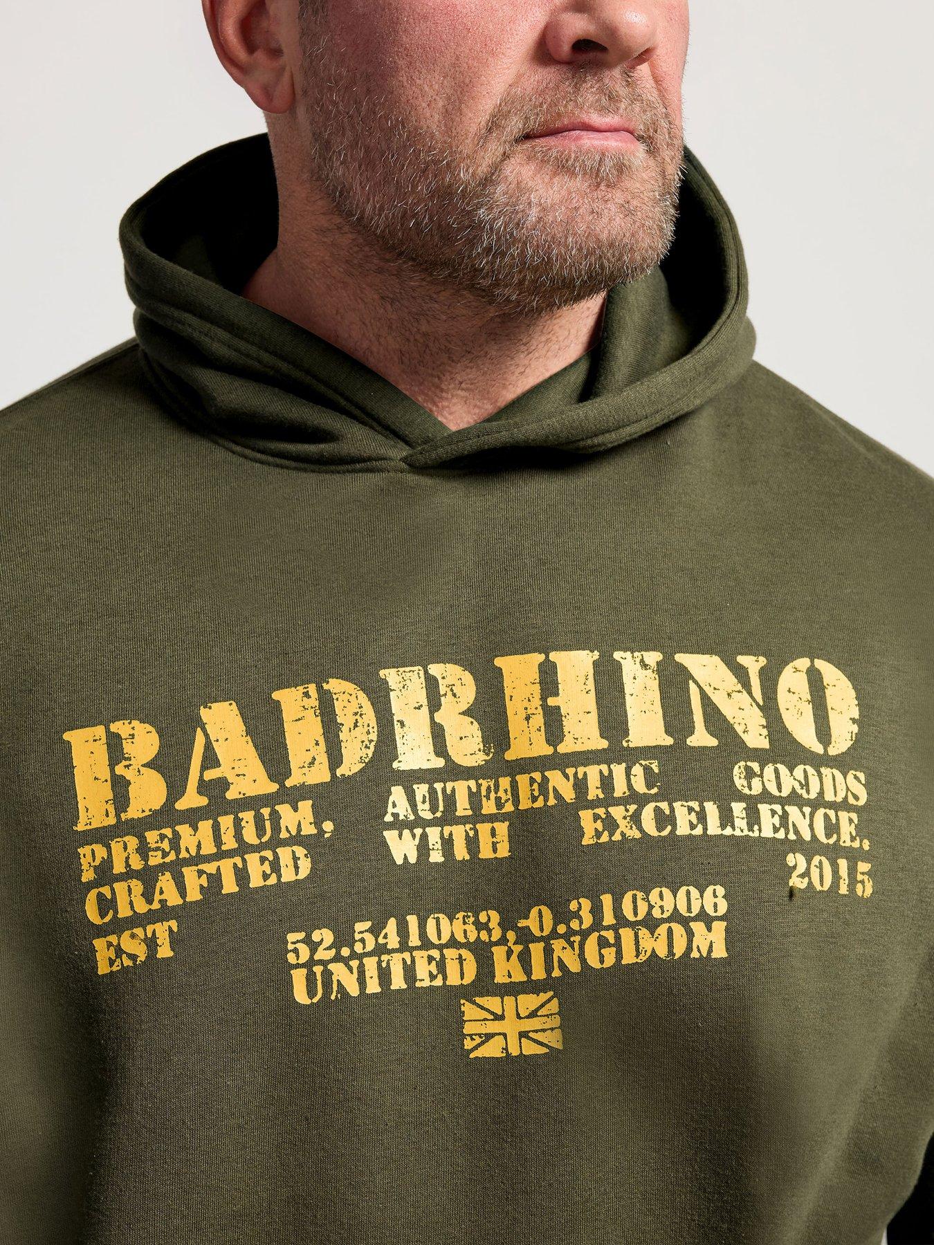  image of badrhino-printed-hoodie-jumper-green