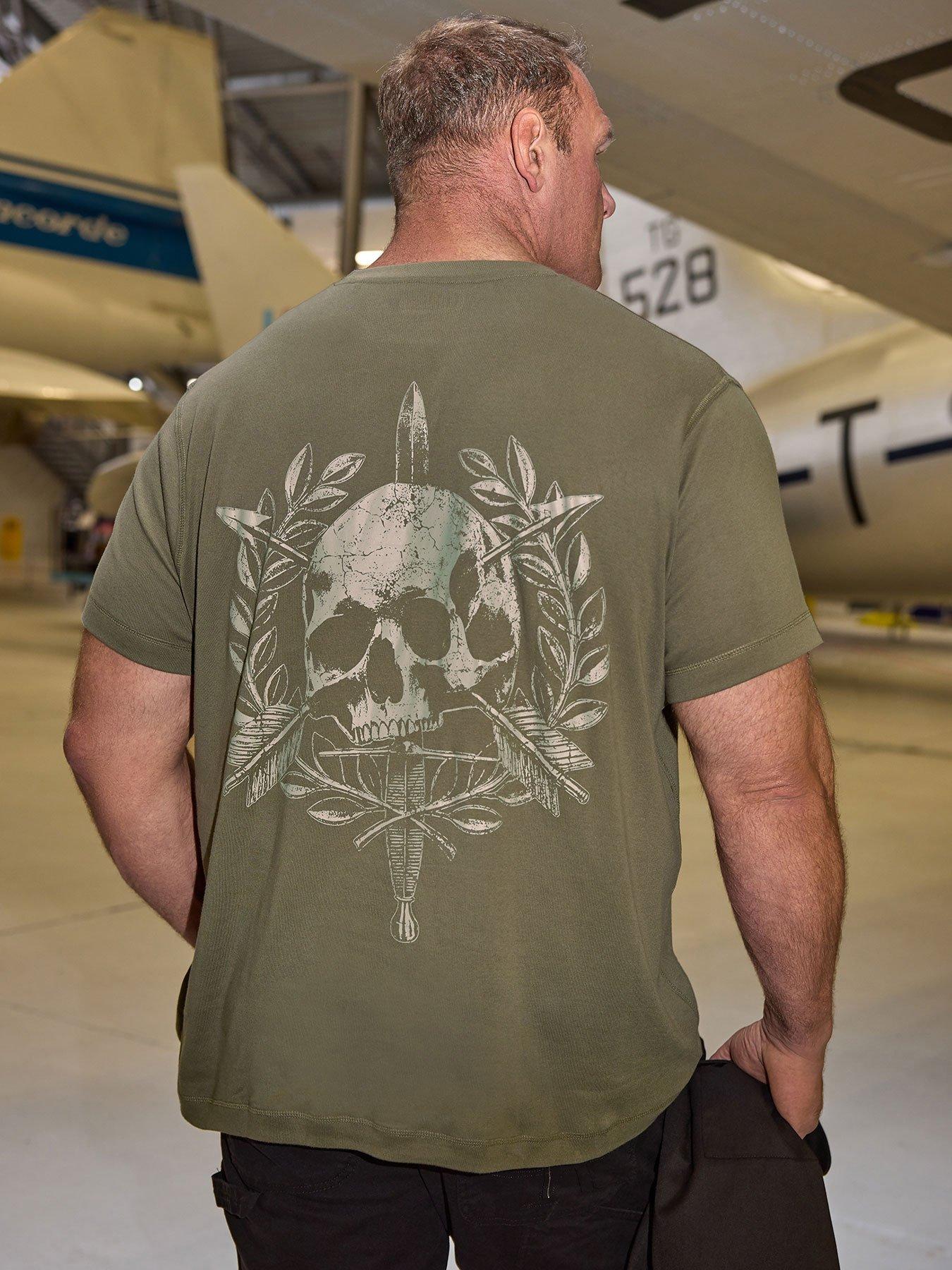 BadRhino Skull Emblem Graphic T-Shirt - Green