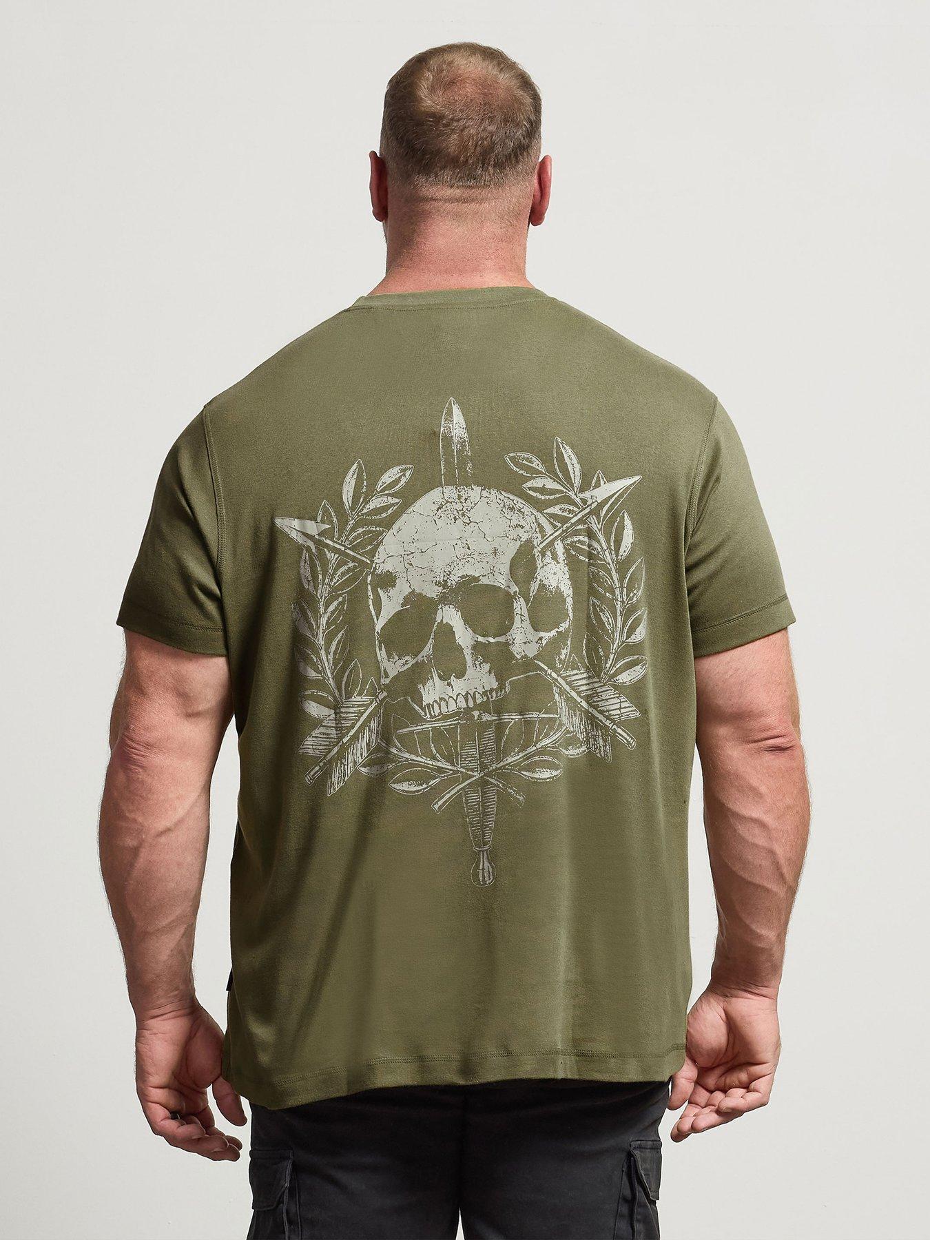  image of badrhino-skull-emblem-graphic-t-shirt-green