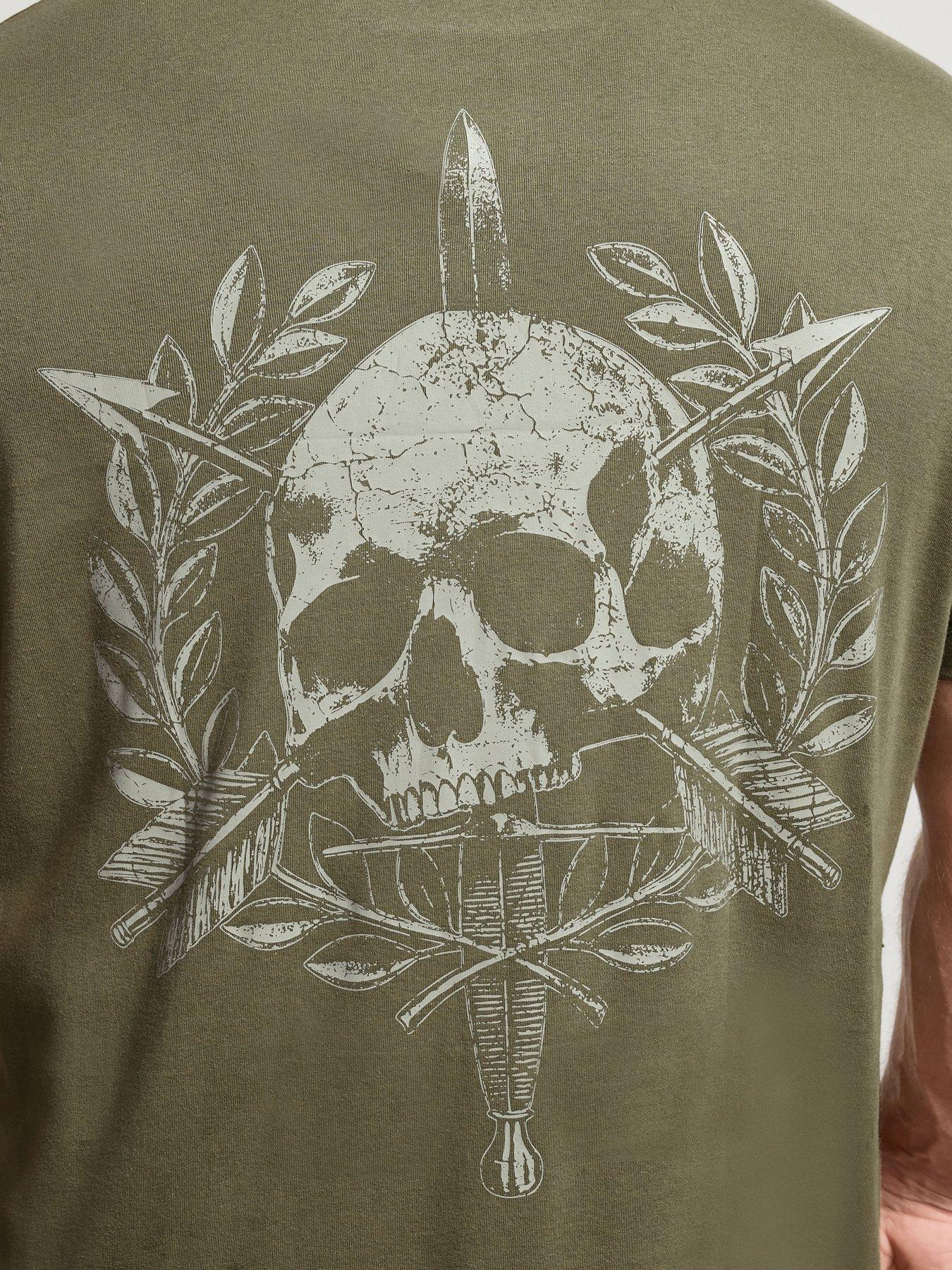  image of badrhino-skull-emblem-graphic-t-shirt-green