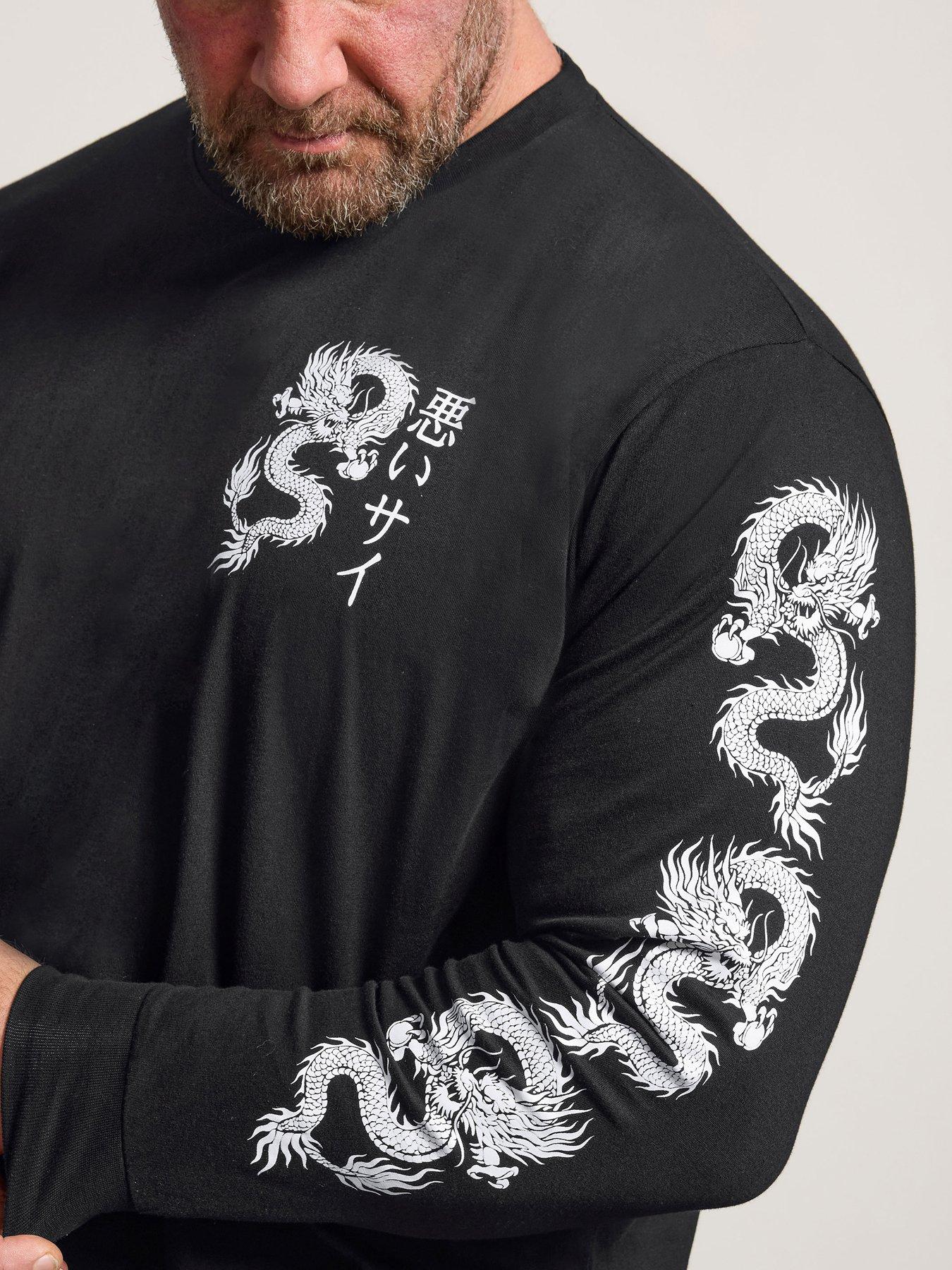  image of badrhino-dragon-longline-t-shirt-black
