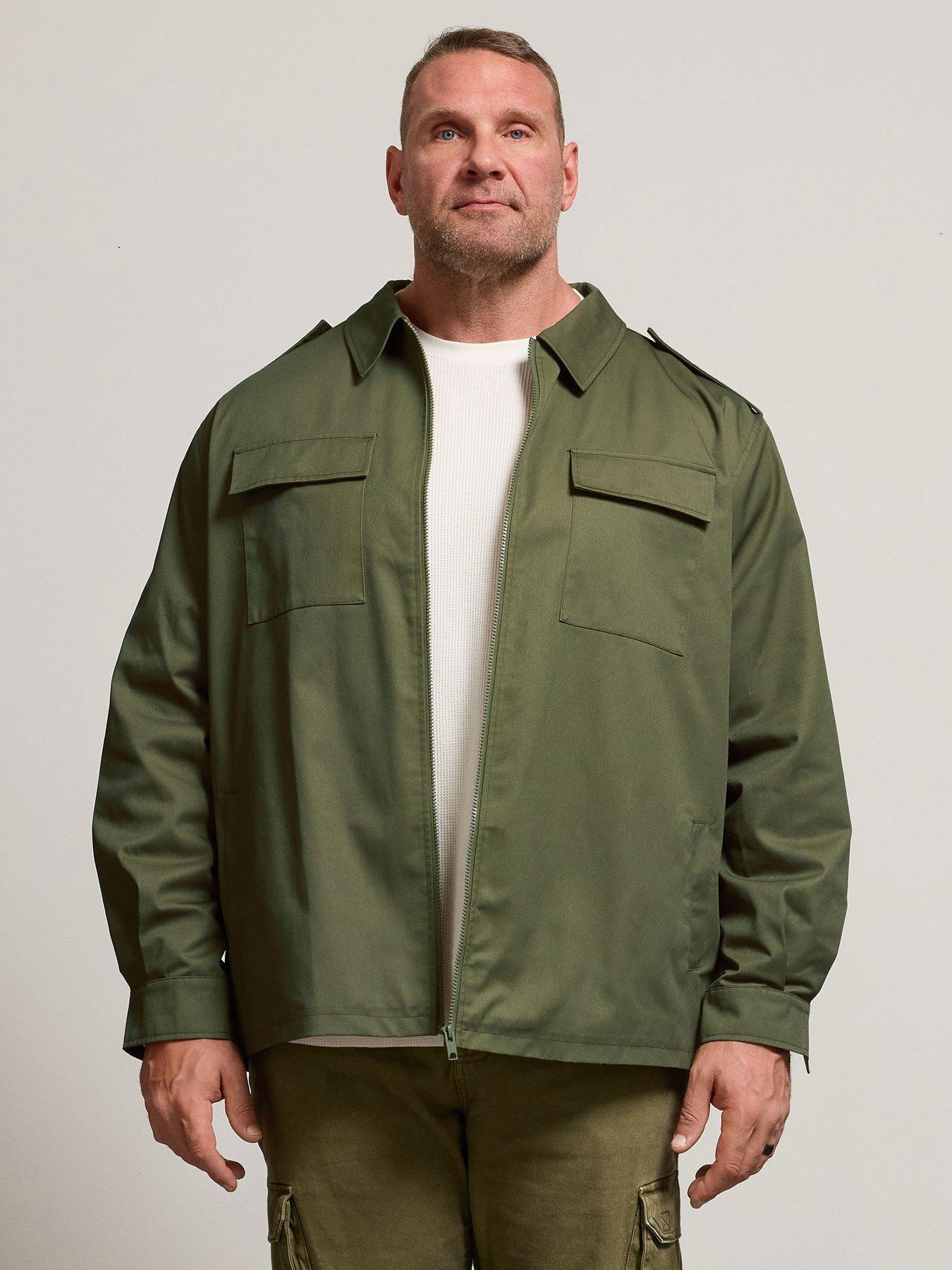 Image 4 of 7 of BadRhino Big &amp; Tall Military Zip Through Overshirt - Khaki Green