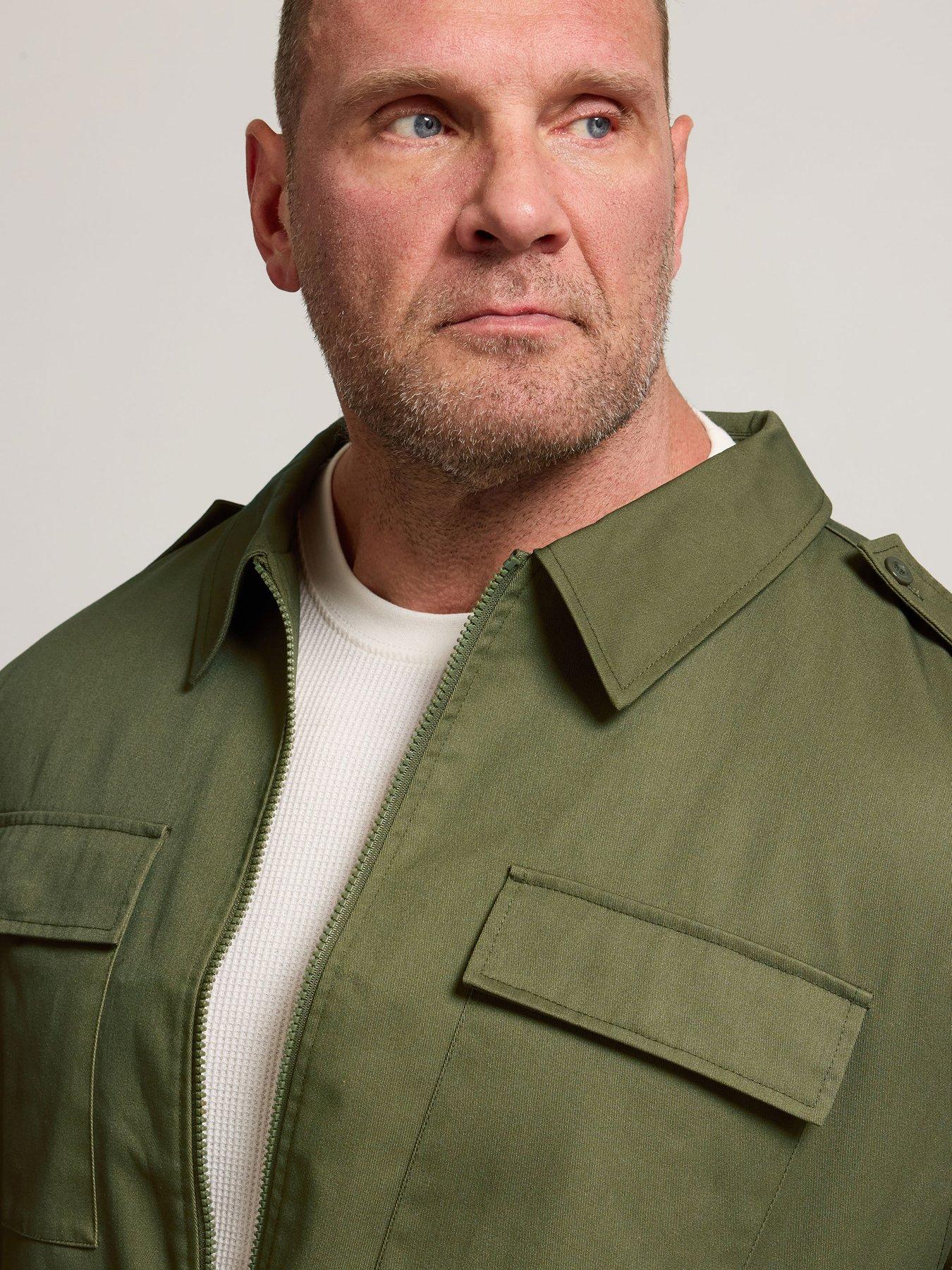 Image 5 of 7 of BadRhino Big &amp; Tall Military Zip Through Overshirt - Khaki Green