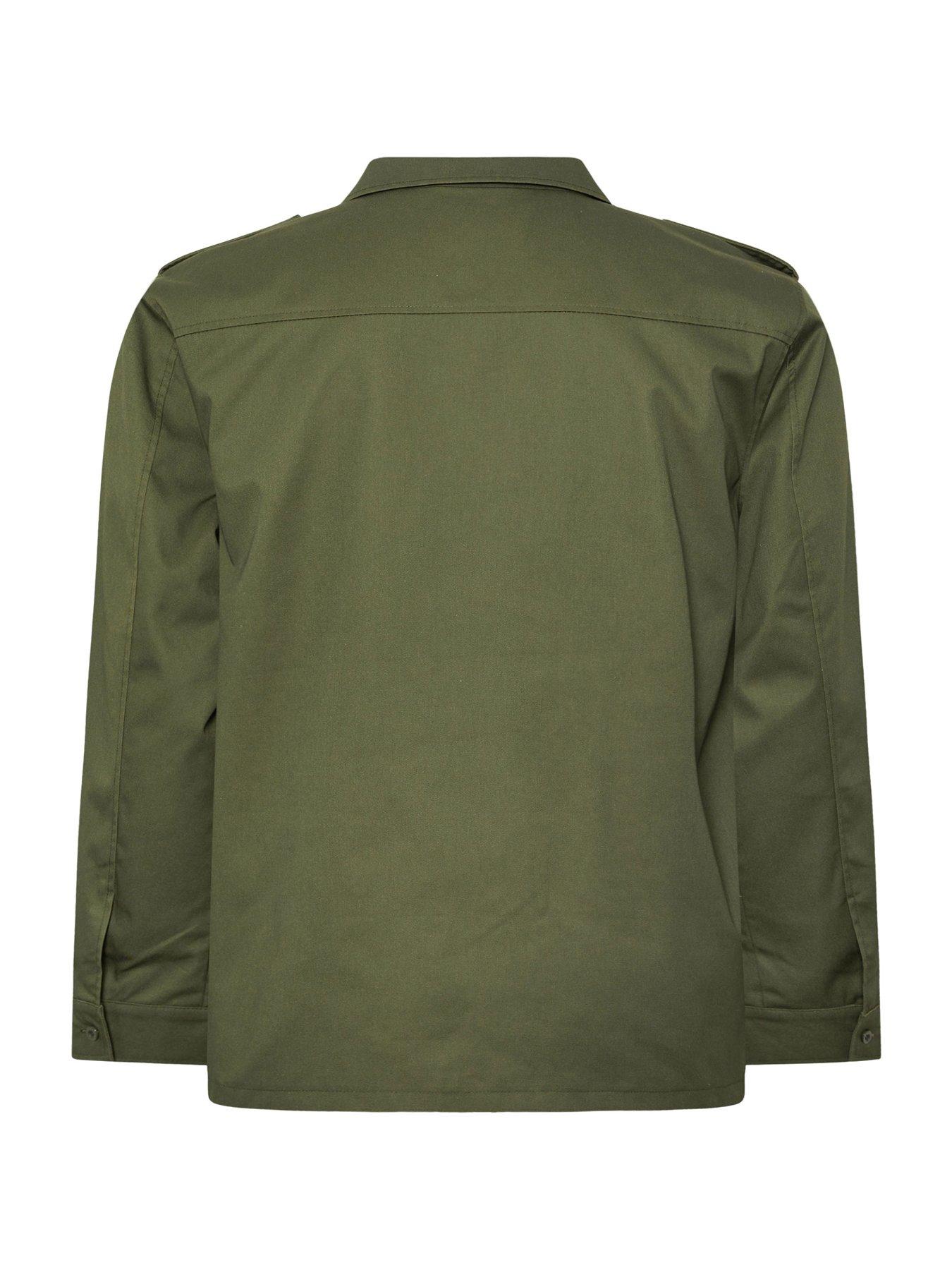 Image 7 of 7 of BadRhino Big &amp; Tall Military Zip Through Overshirt - Khaki Green