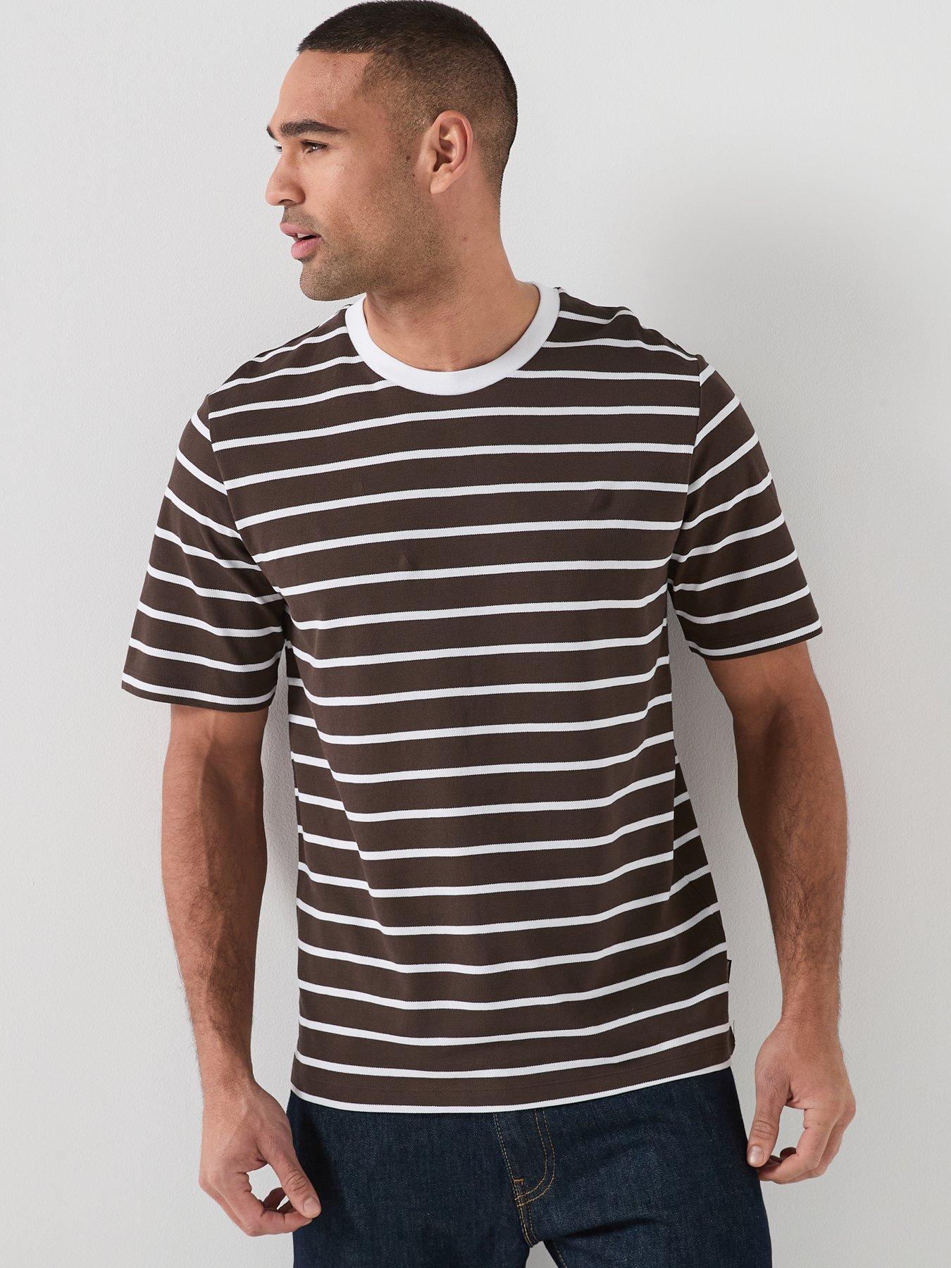 Image 1 of 5 of Jack & Jones Stripe T-Shirt - Brown