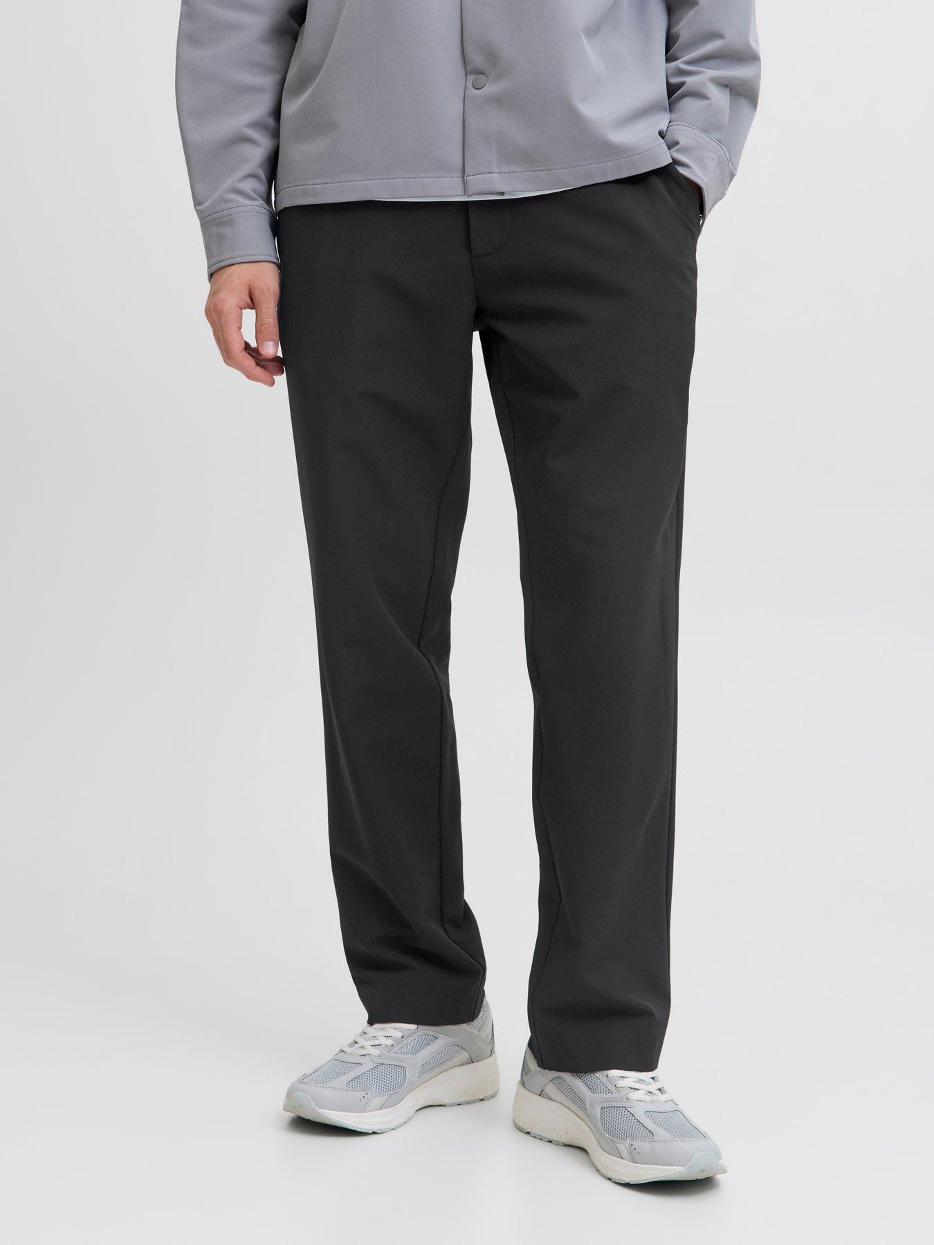 front image of jack-jones-kane-commute-travel-smart-elasticated-trouser-black