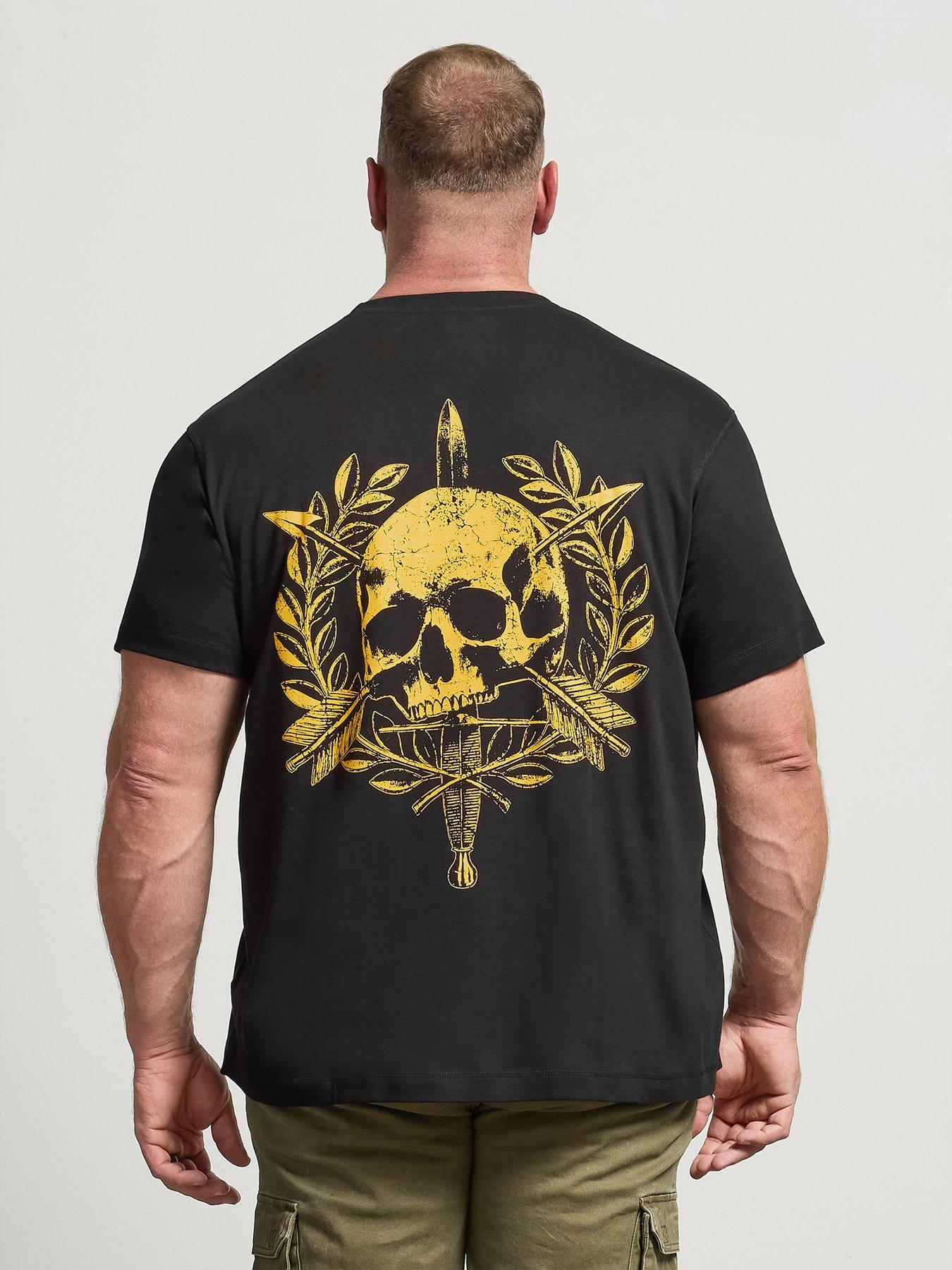 stillFront image of badrhino-skull-emblem-graphic-t-shirt-black