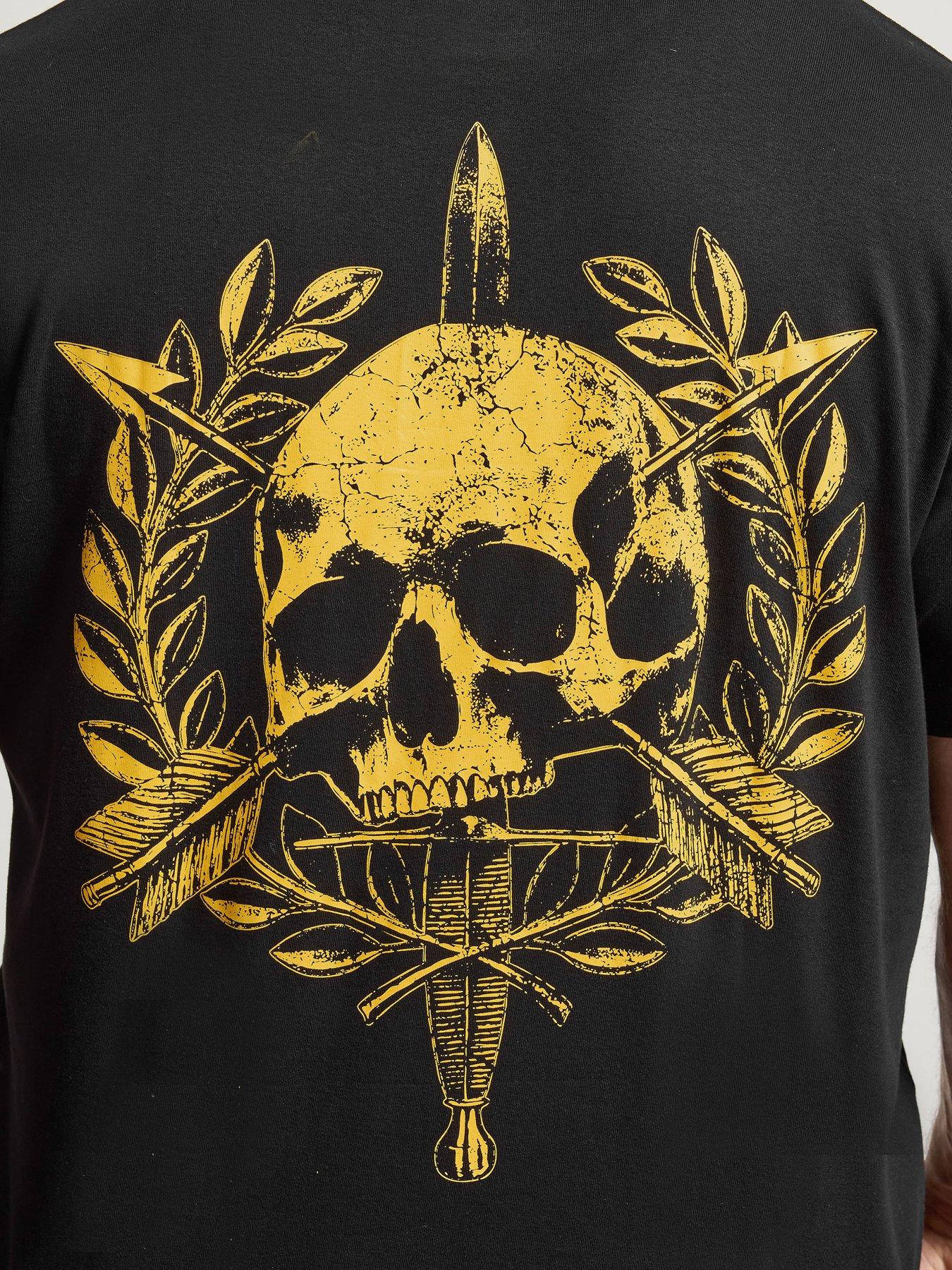  image of badrhino-skull-emblem-graphic-t-shirt-black