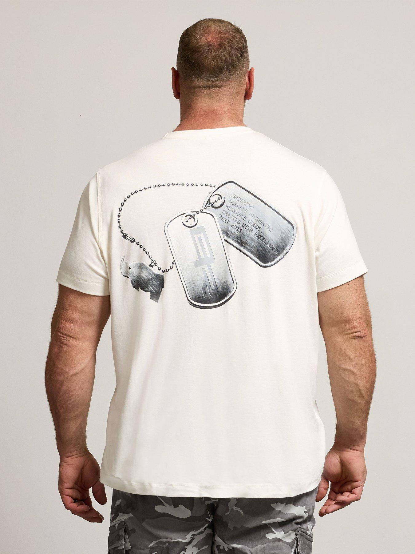 stillFront image of badrhino-dog-tag-short-sleeve-t-shirt-white