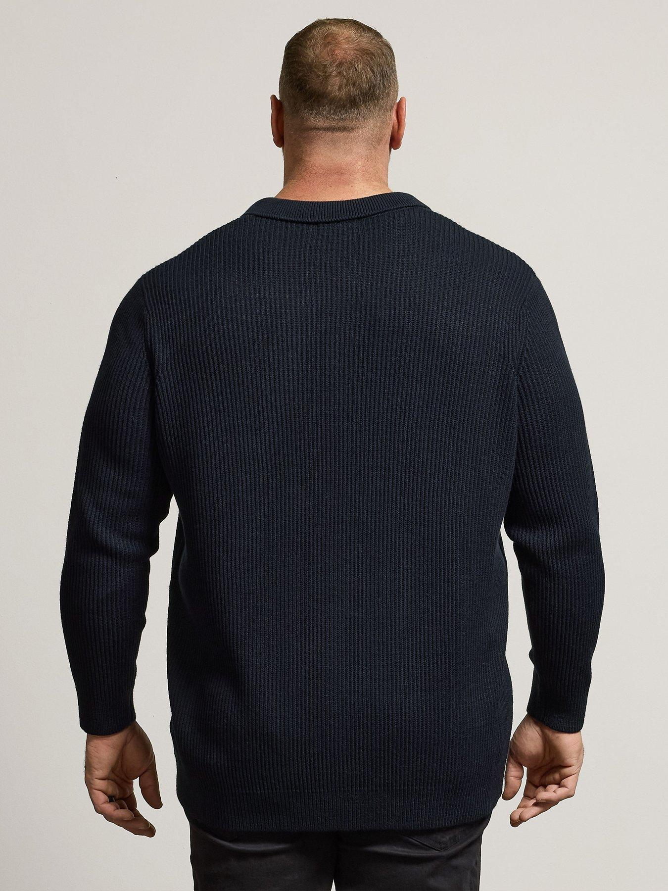 Image 2 of 4 of BadRhino Chunky Rib Long Sleeve Knit Polo Shirt - Blue