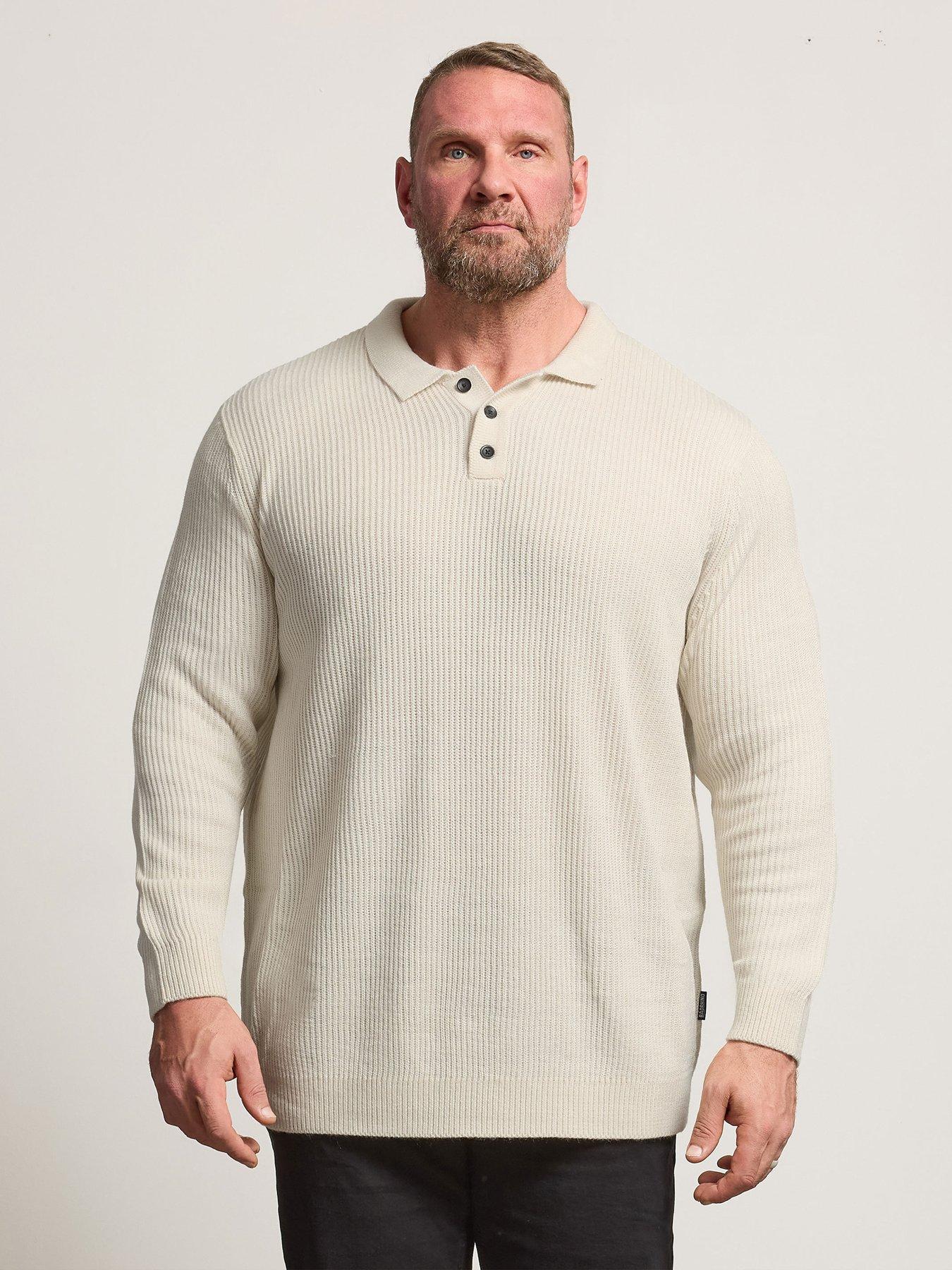 front image of badrhino-chunky-rib-long-sleeve-knit-polo-shirt-beige