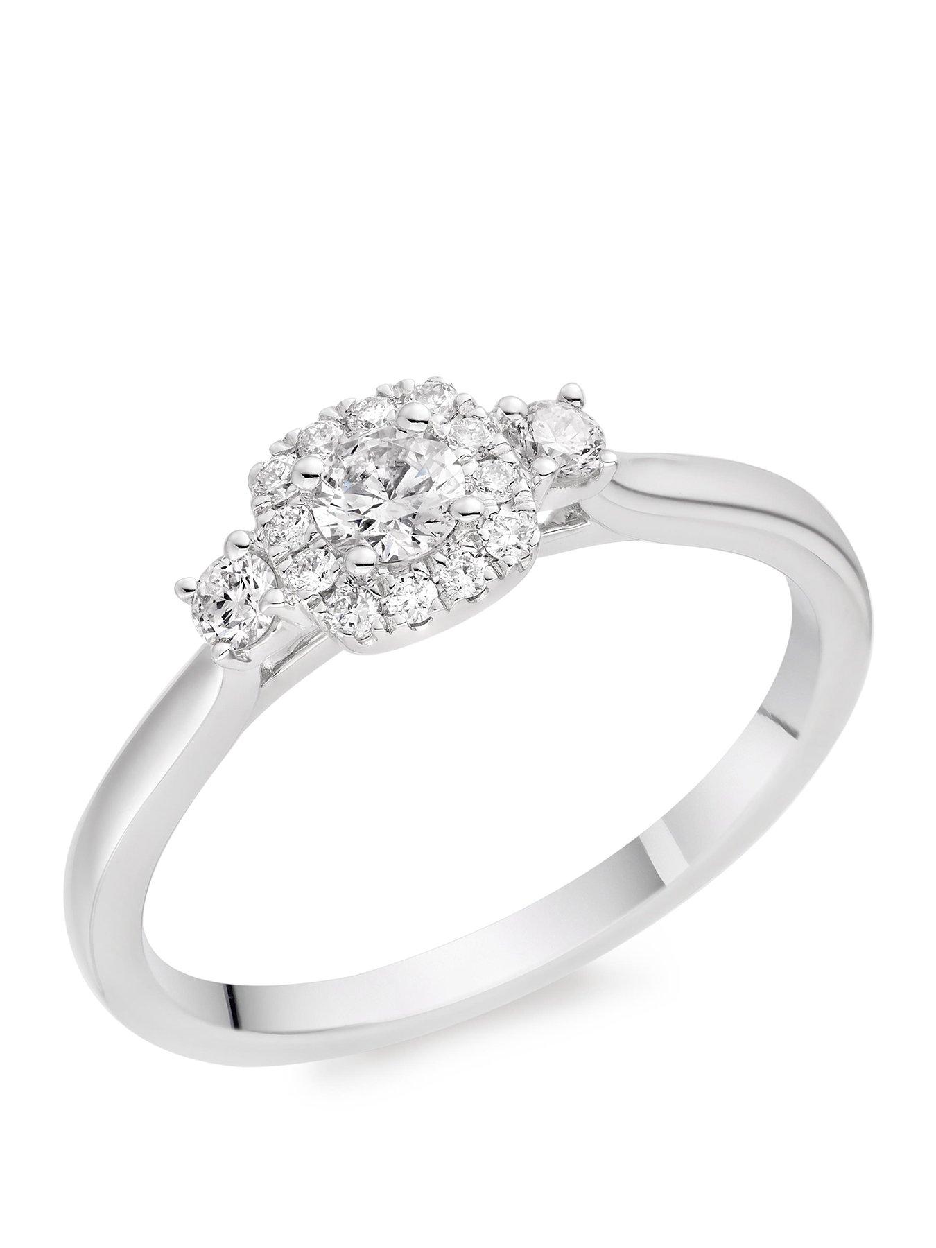 Beaverbrooks Beaverbrooks 9ct White Gold Diamond Halo Ring