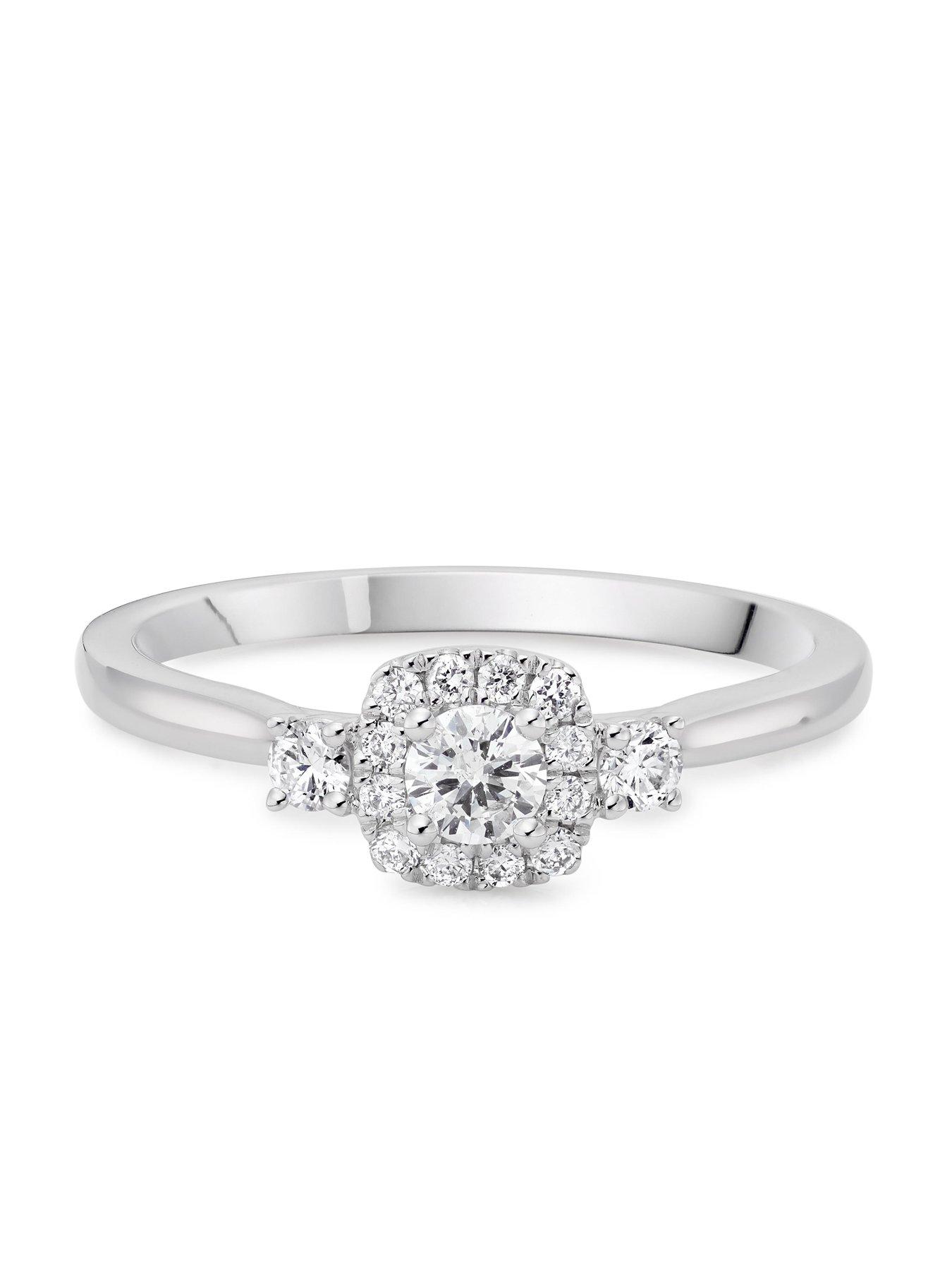  image of beaverbrooks-9ct-white-gold-diamond-halo-ring