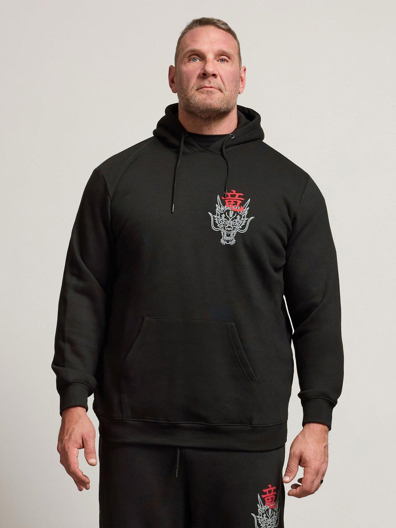front image of badrhino-dragon-graphic-hoodie-black