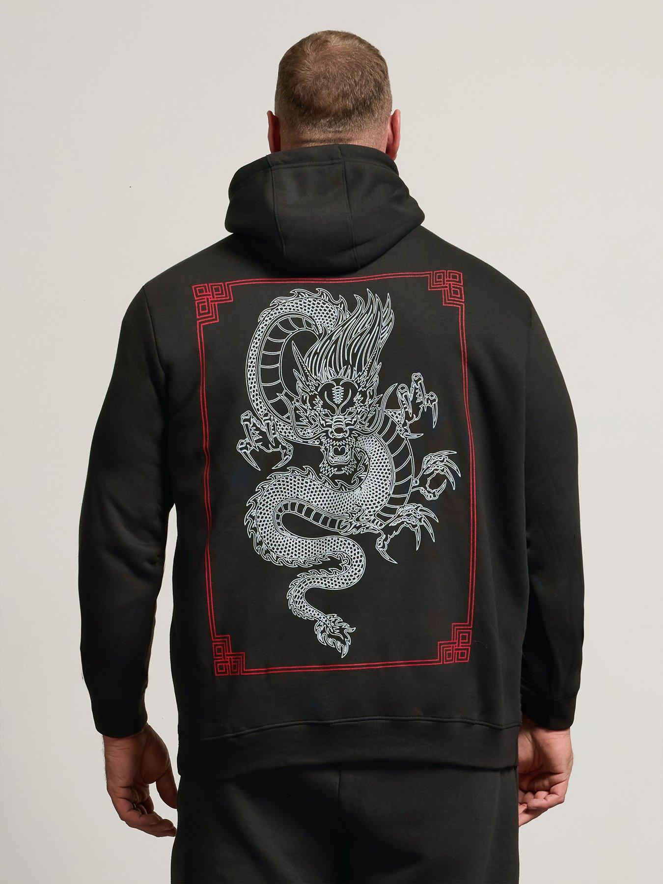 stillFront image of badrhino-dragon-graphic-hoodie-black