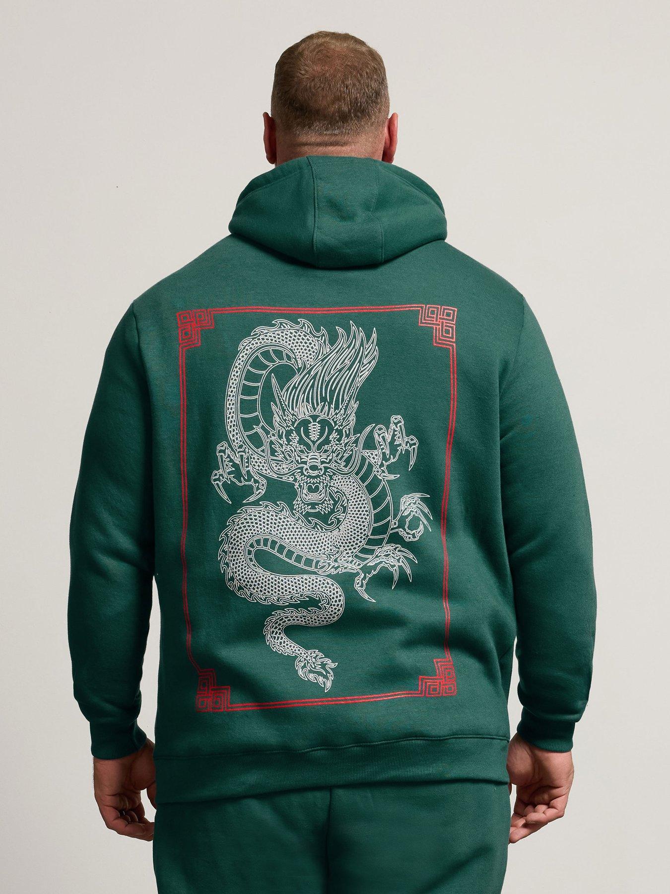  image of badrhino-dragon-graphic-hoodie-green