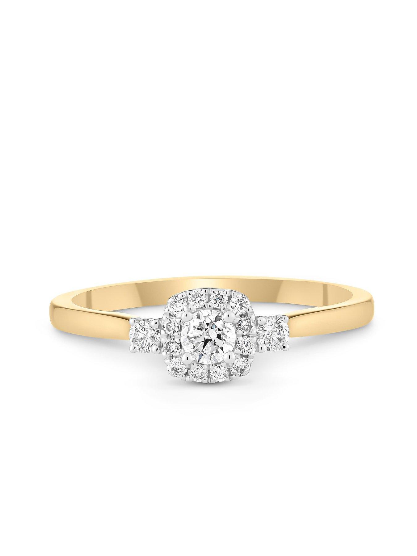  image of beaverbrooks-9ct-yellow-gold-diamond-halo-ring