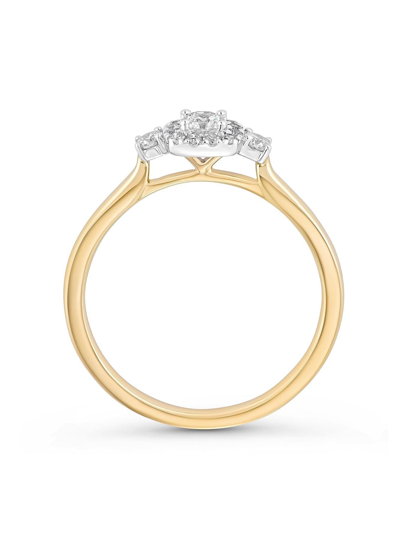  image of beaverbrooks-9ct-yellow-gold-diamond-halo-ring
