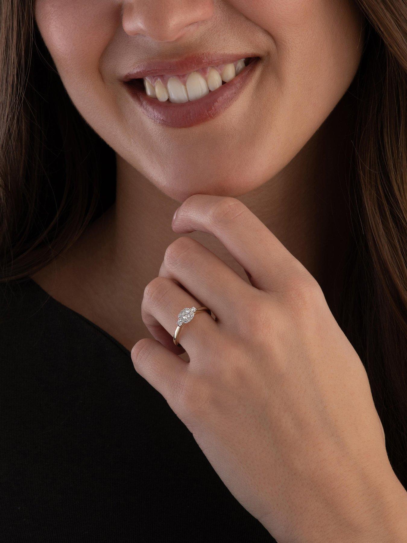  image of beaverbrooks-9ct-yellow-gold-diamond-halo-ring