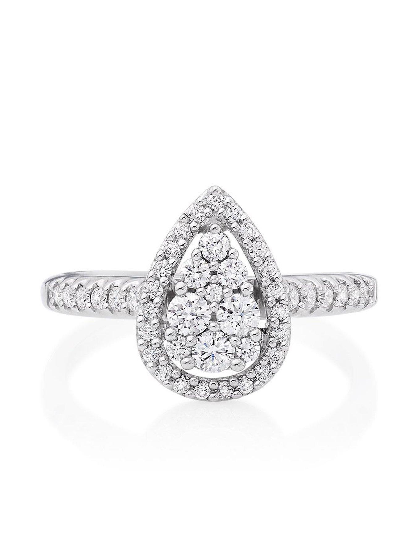 image of beaverbrooks-9ct-white-gold-diamond-pear-shaped-cluster-halo-ring
