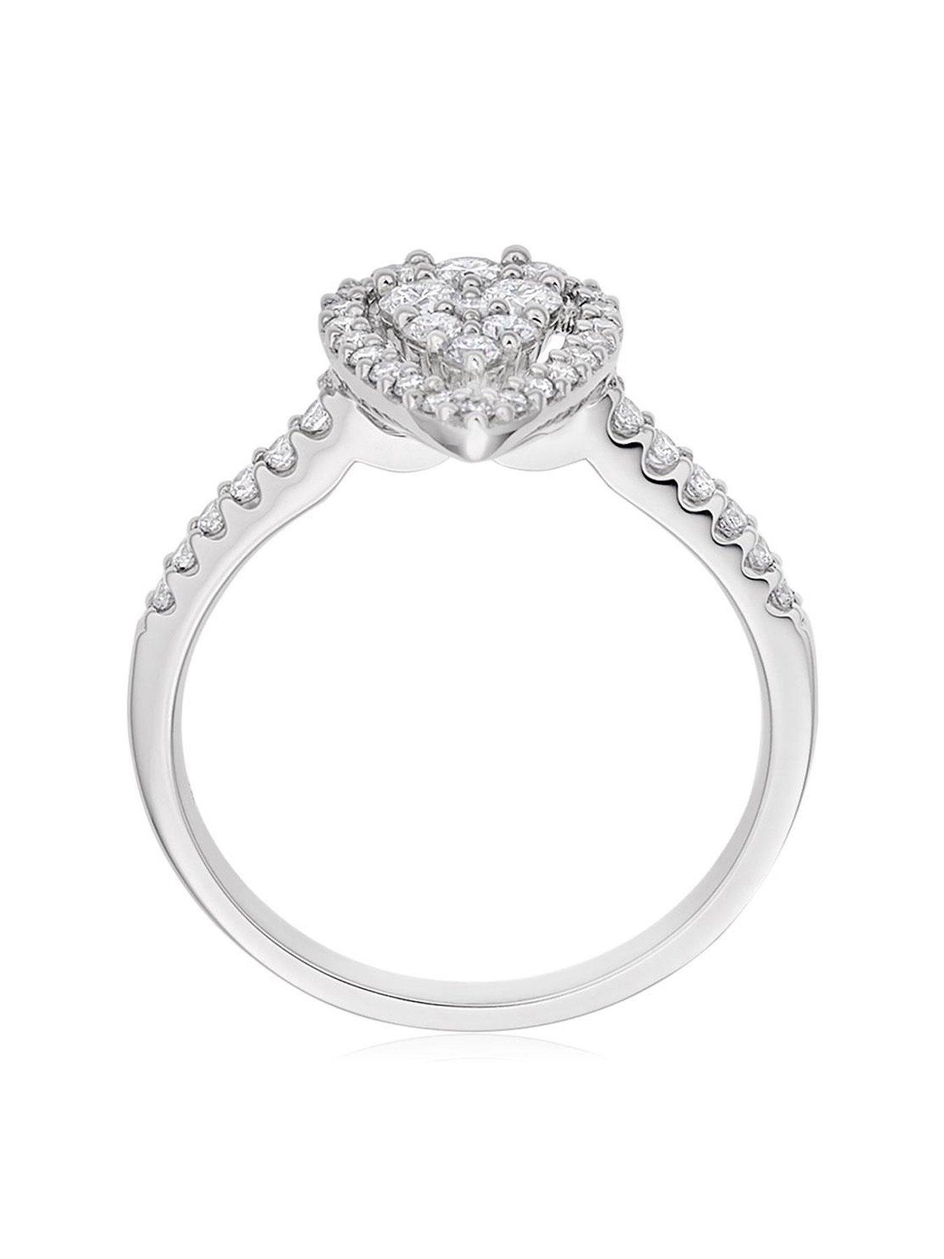  image of beaverbrooks-9ct-white-gold-diamond-pear-shaped-cluster-halo-ring