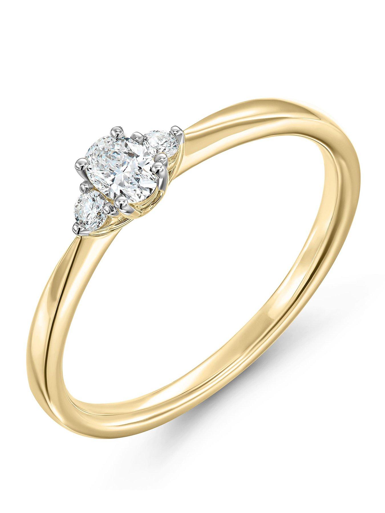  image of beaverbrooks-9ct-yellow-gold-three-stone-diamond-engagement-ring
